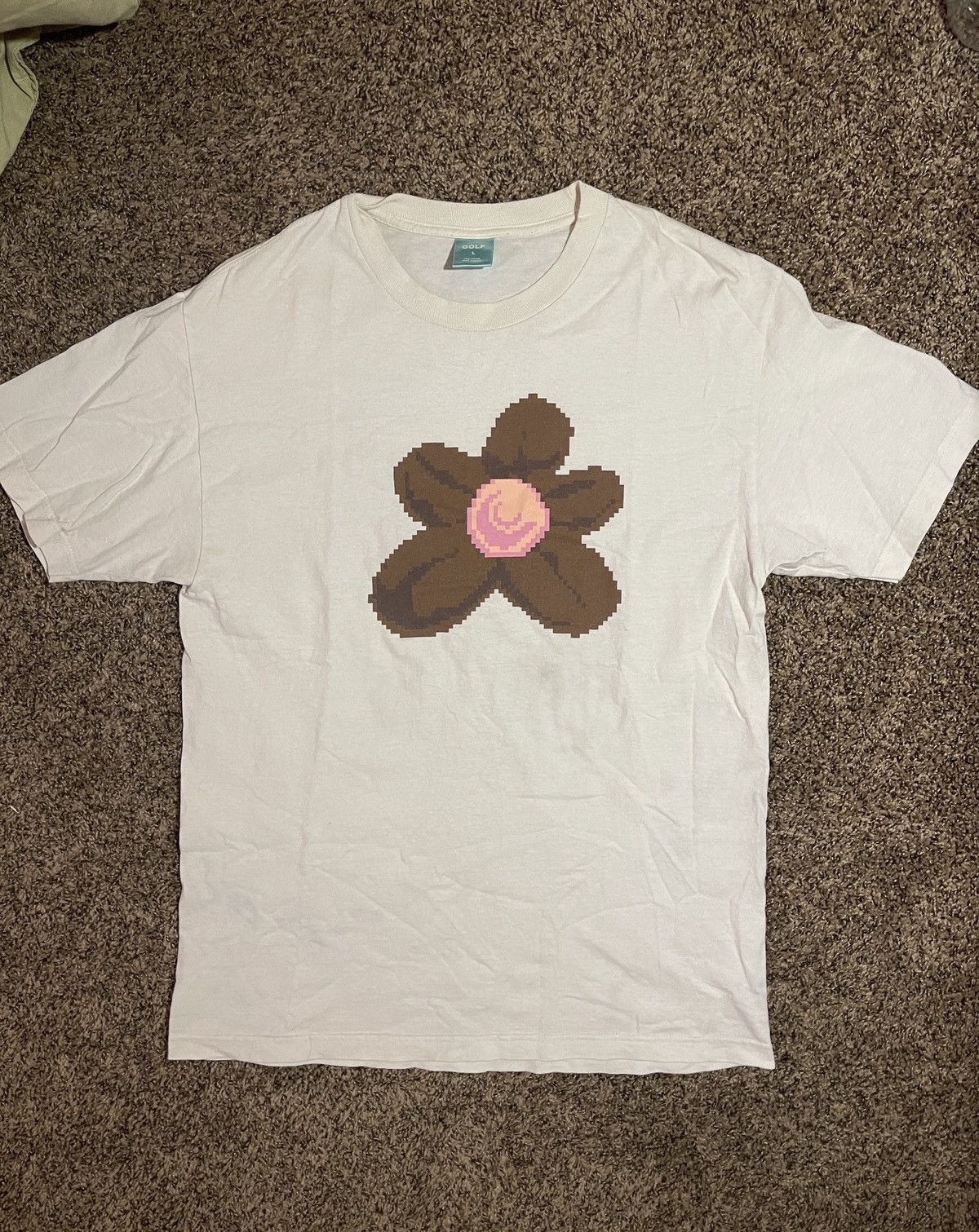 image of Golf Le Fleur Flower Shirt L in Off White, Men's (Size Large)