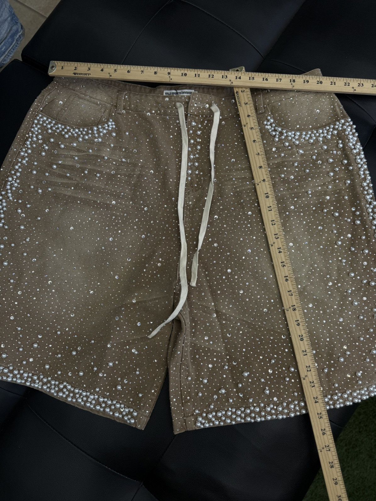 Vale Valley Rhinestone Crystal Shorts Denim Tan Size 40 Size US 40 / EU 56 - 8 Thumbnail