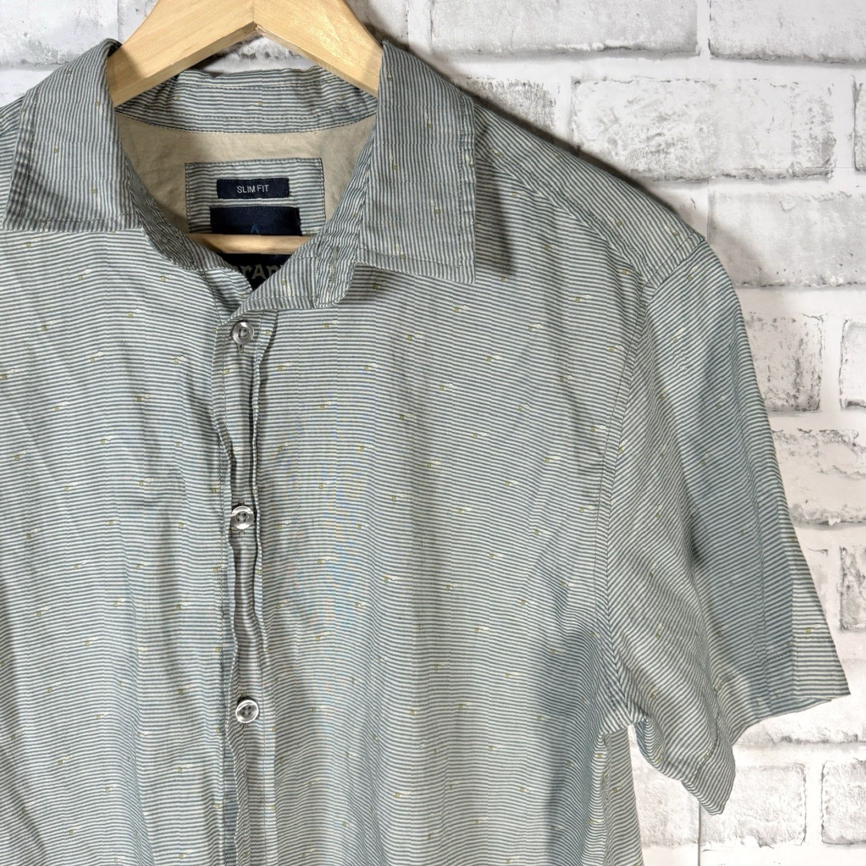 Prana VINTAGE prAna Men's Short Sleeve Button-Up Shirt Slim Fit Blue M Casual Clothing Size US M / EU 48-50 / 2 - 2 Thumbnail