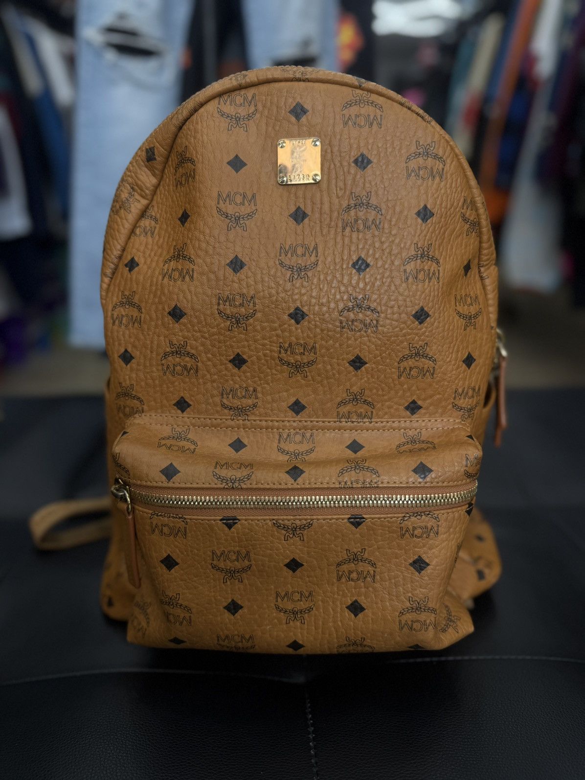 MCM MCM Classic Logo Brown Studs Large Backpack 🧼 Size ONE SIZE - 2 Thumbnail