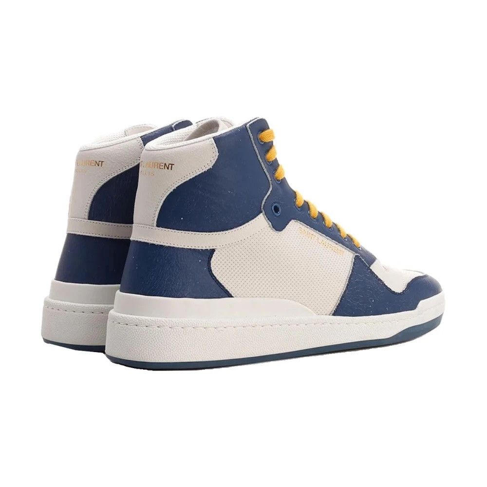 Saint Laurent Paris o1y0325 Logo Hi-Top Sneakers in Blue/Off White Size US 7 / EU 40 - 3 Thumbnail