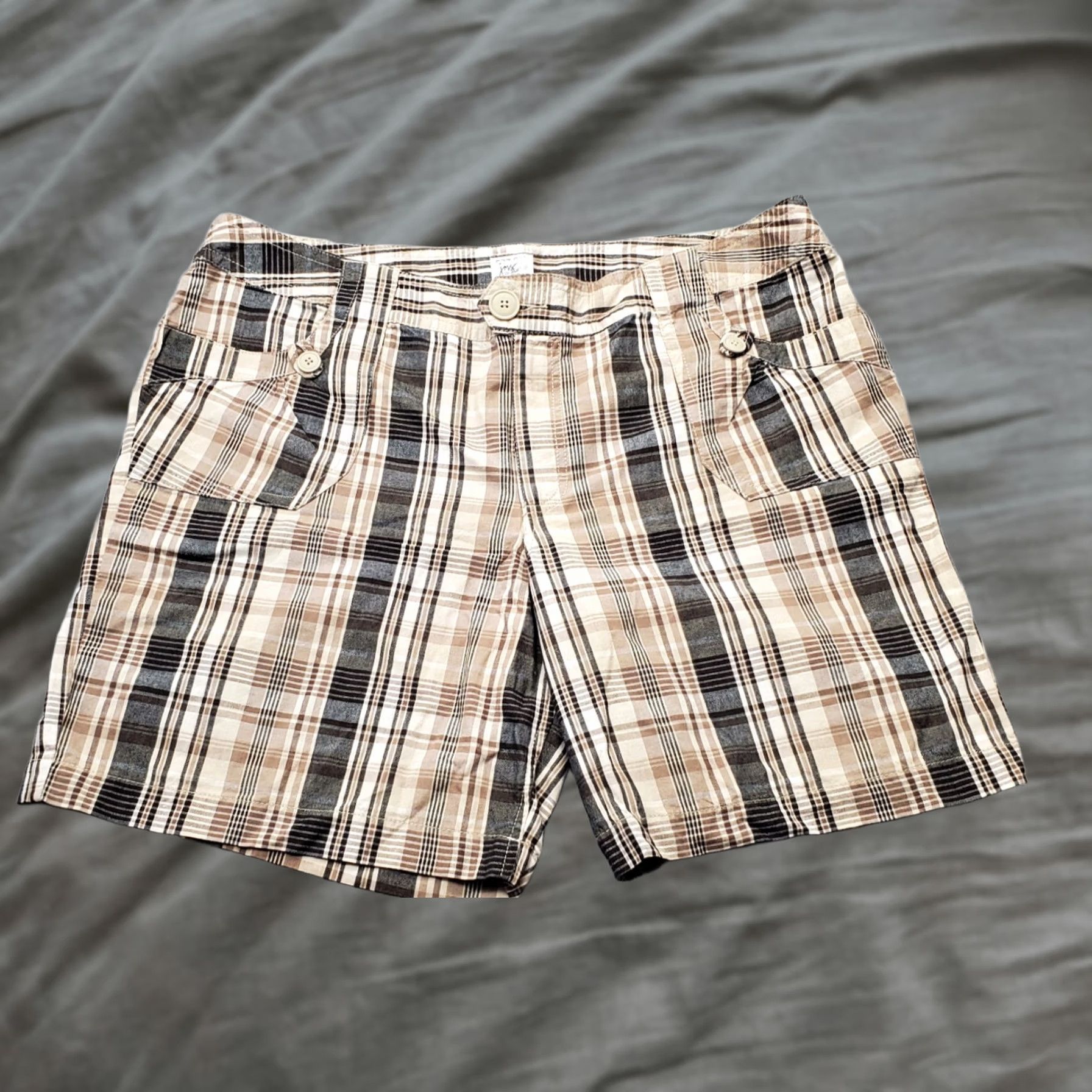 Vintage Just My Size Chino Shorts Womens 20W Multi Plaid Casual Flat Front Pockets 52469 Size 42" / US 20 - 1 Thumbnail