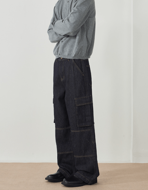 Japanese Brand × Vintage Multi-pocket patchwork wide-leg American loose work jeans Size US 32 / EU 48 - 4 Thumbnail