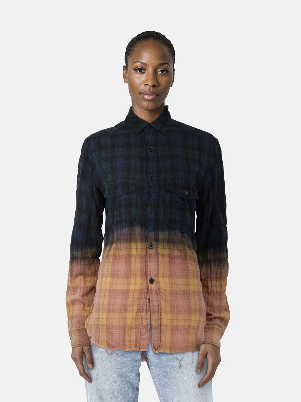 Saint Laurent Paris Plaid Gradient Shirt Size S / US 4 / IT 40 - 1 Thumbnail
