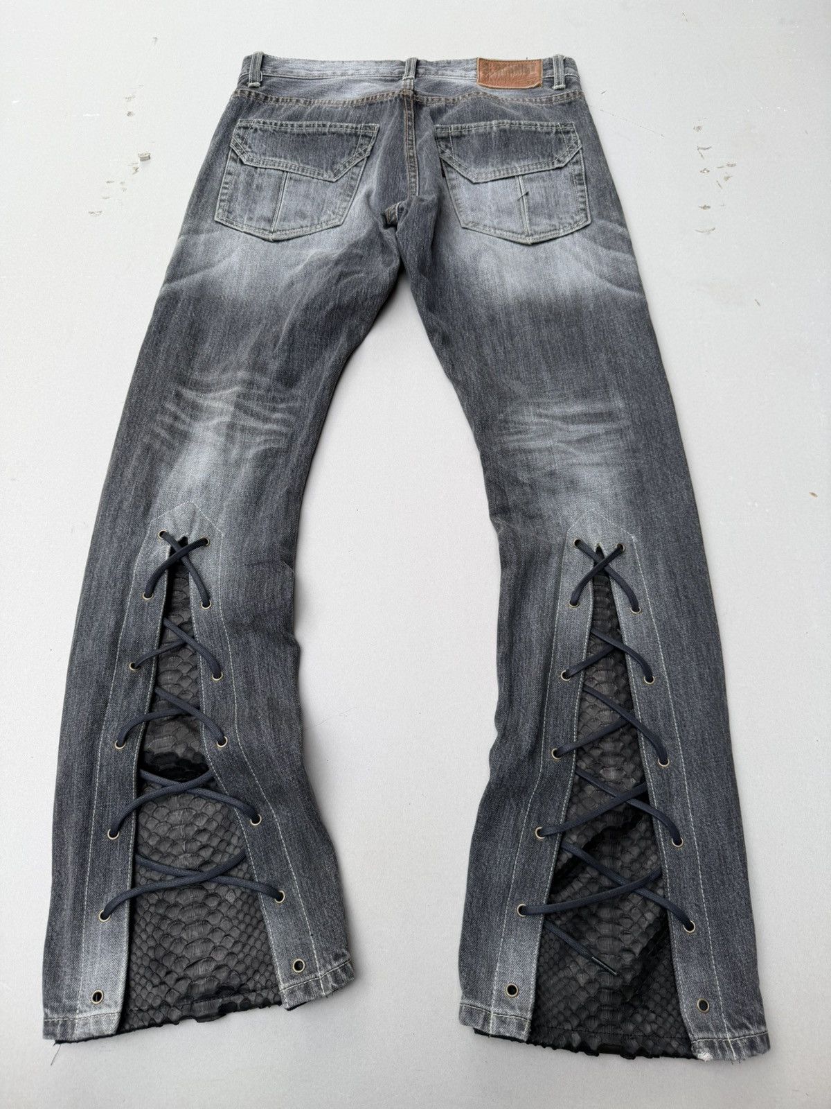 Japanese Brand BLACKHISt lace up flare jeans Size US 30 / EU 46 - 6 Thumbnail