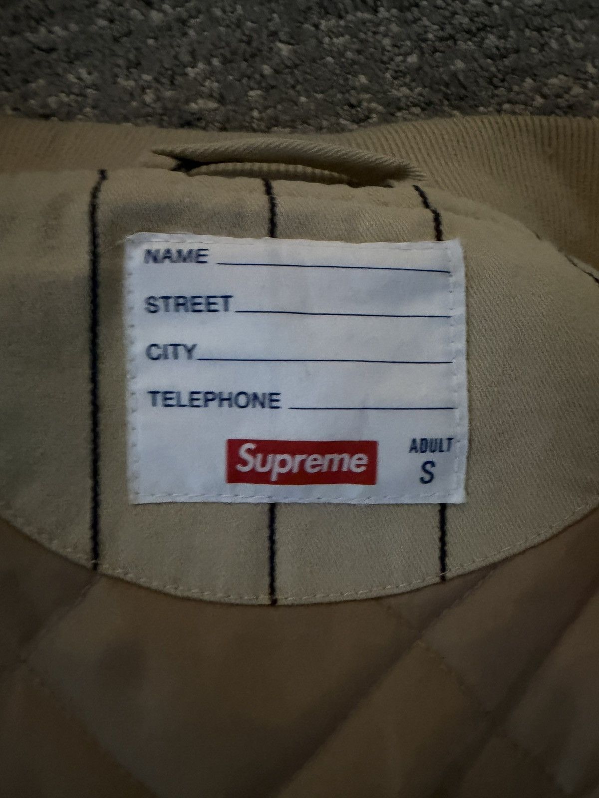 Supreme Supreme Varsity Pinstripe Jacket SS19 tan size Small S Size US S / EU 44-46 / 1 - 3 Thumbnail