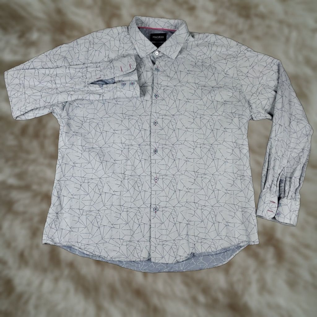 Maceoo Maceoo Shirt Mens 3XL Blue Abstract Button-Up Long Sleeve Casual Geometric Colorful Modern Preppy Business Workwear Size US XXL / EU 58 / 5 - 1 Thumbnail