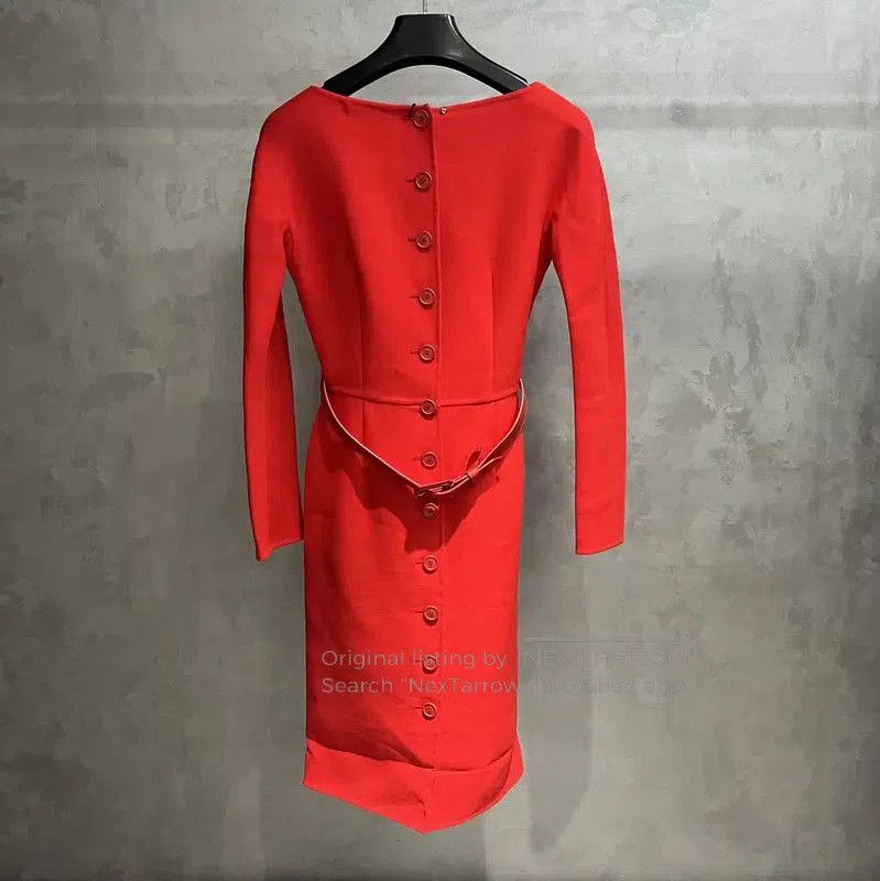 Dior Dior Red Cotton Dress for Women Size S . Size S / US 4 / IT 40 - 5 Thumbnail
