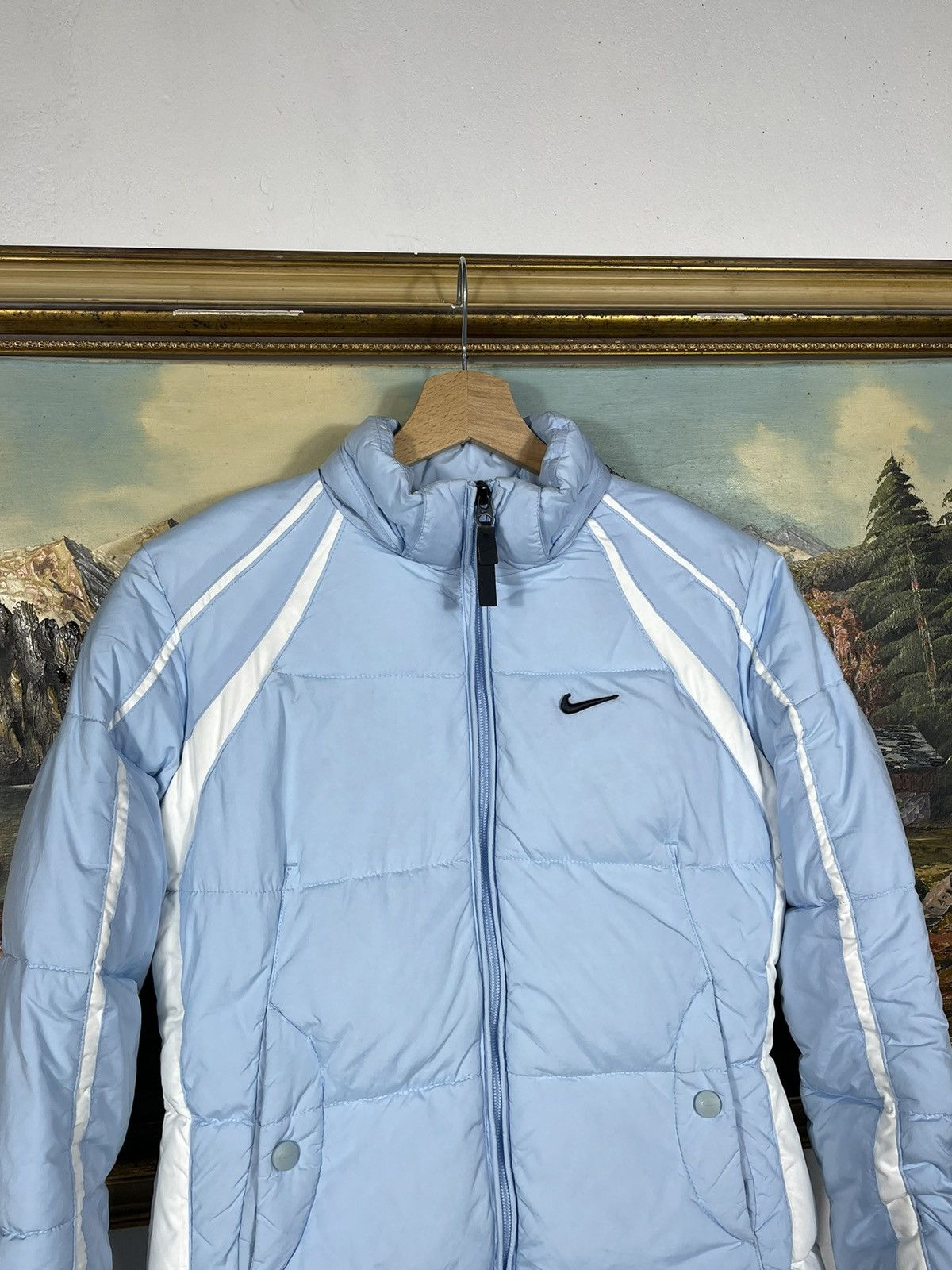 Nike × Vintage Nike Small Swoosh Zip Hoodie Blue Y2k 00s Retro Winter Warm Size XS / US 0-2 / IT 36-38 - 4 Thumbnail