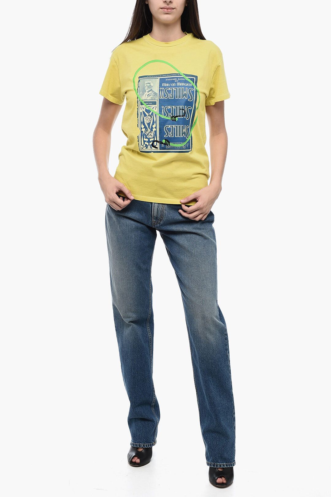 Maison Margiela og1mm1224 Crewneck Cotton T-Shirt in Yellow Size XS / US 0-2 / IT 36-38 - 4 Thumbnail