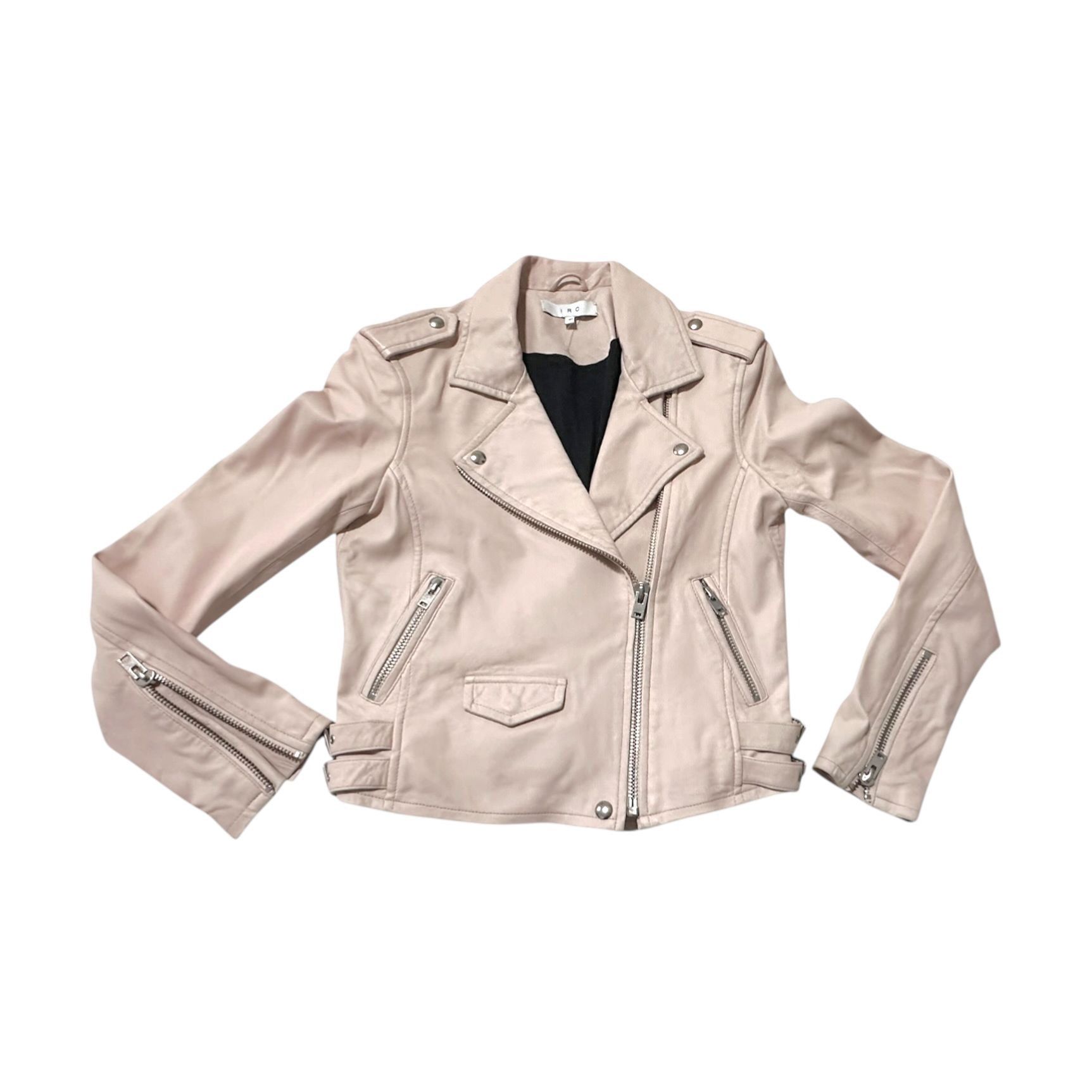 Iro IRO Ashville cropped washed-leather biker jacket, Nude Size M / US 6-8 / IT 42-44 - 5 Thumbnail