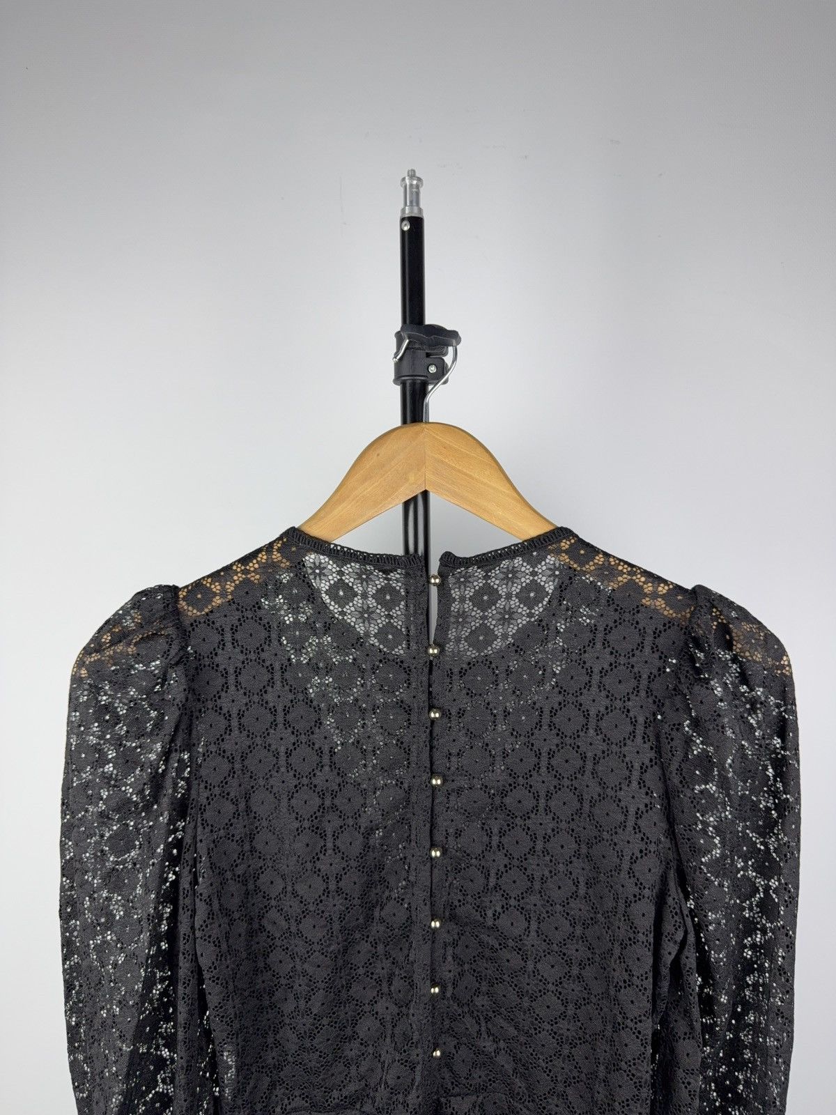 Other Y2K 00s Sheer Black Lace Puff Sleeve Blouse – Romantic Goth Size M / US 6-8 / IT 42-44 - 4 Thumbnail