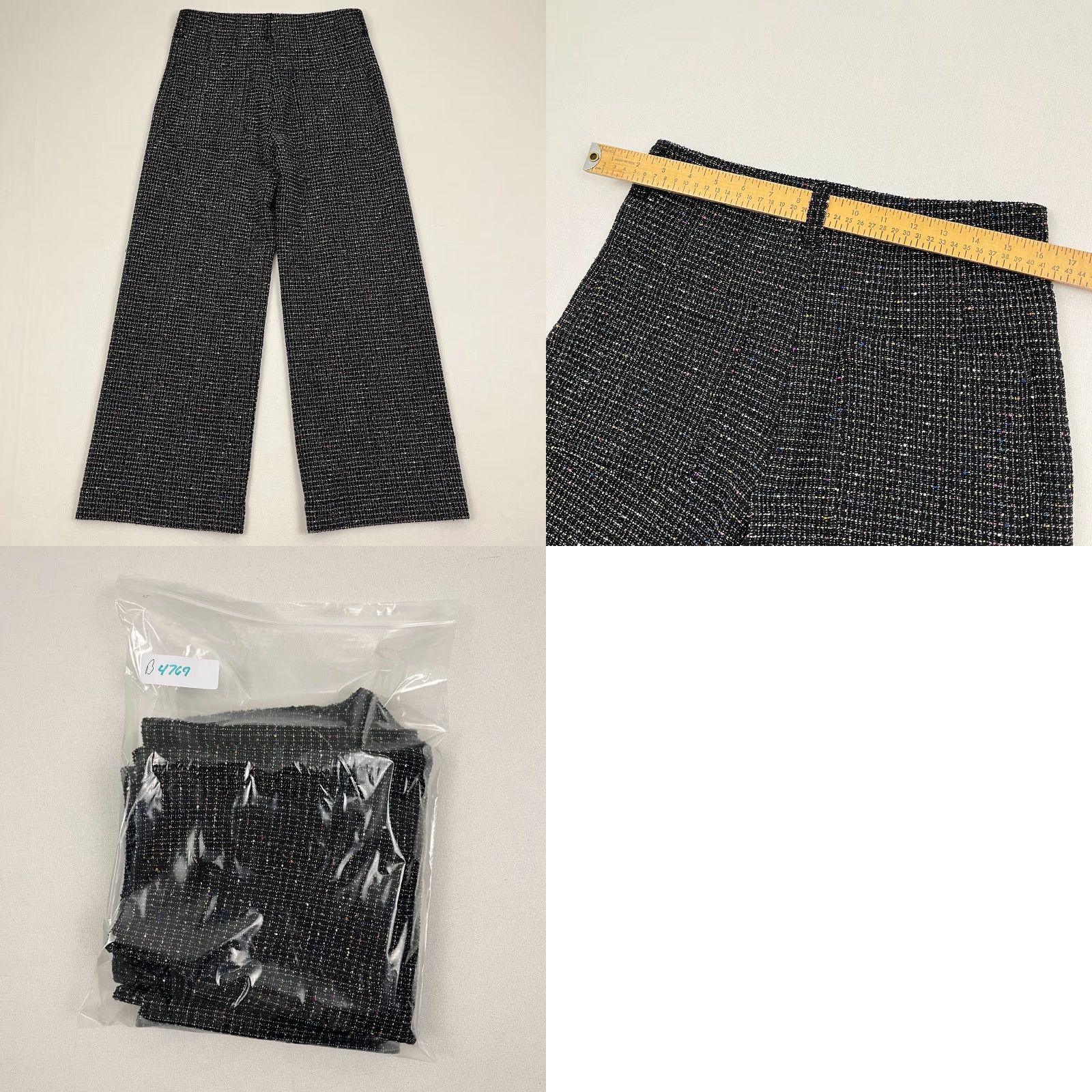 Anthropologie Maeve The Colette Pants Cropped Wide-Leg Tweed Black 27 Anthropologie Dress Pants? Size 27" / US 4 / IT 40 - 9 Thumbnail