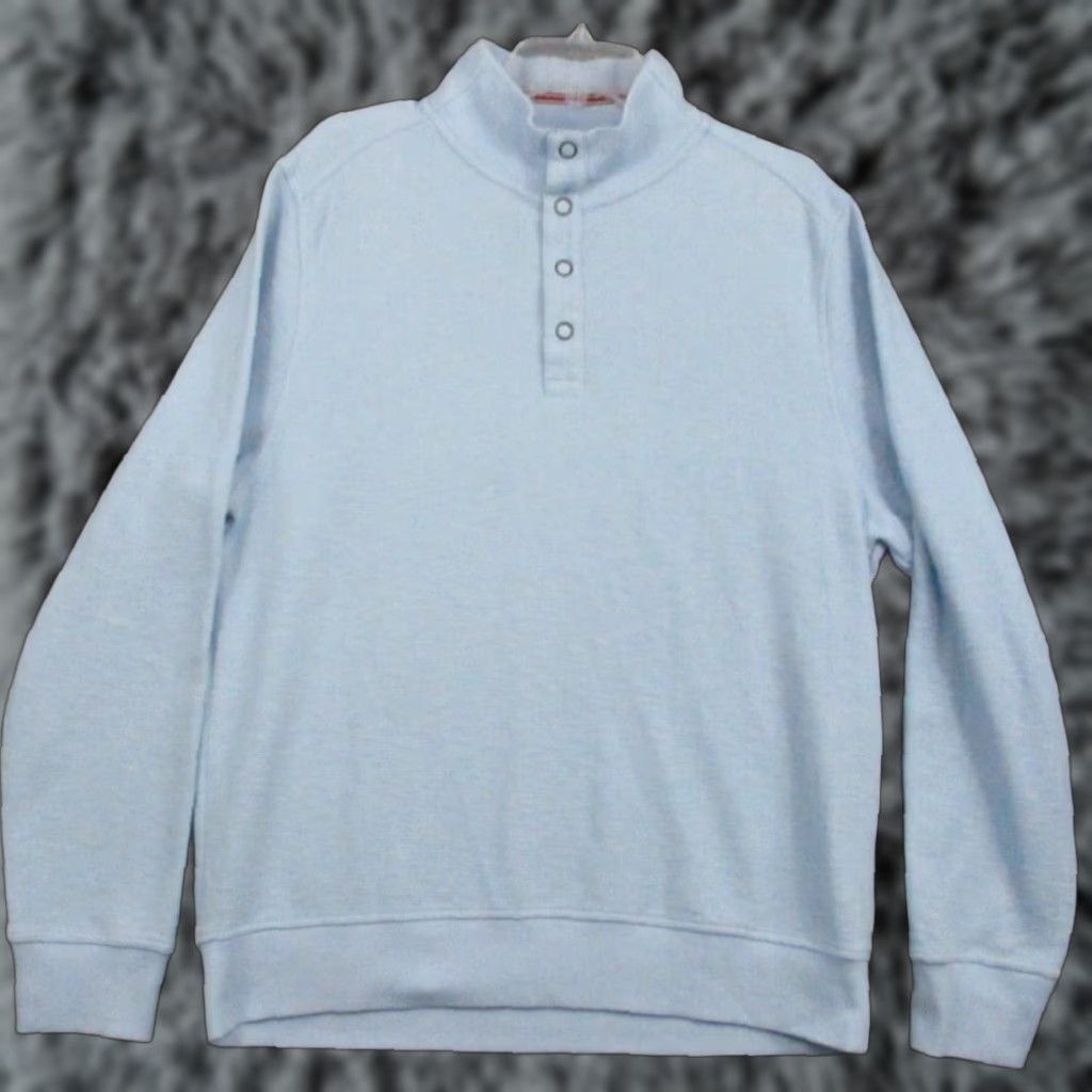 Vintage Charleston Threads Pullover Shirt Mens Large Sky Blue Long Sleeve 1/4 Snap Knit Logo Classic Nautical Fish 90s? Size US L / EU 52-54 / 3 - 1 Thumbnail