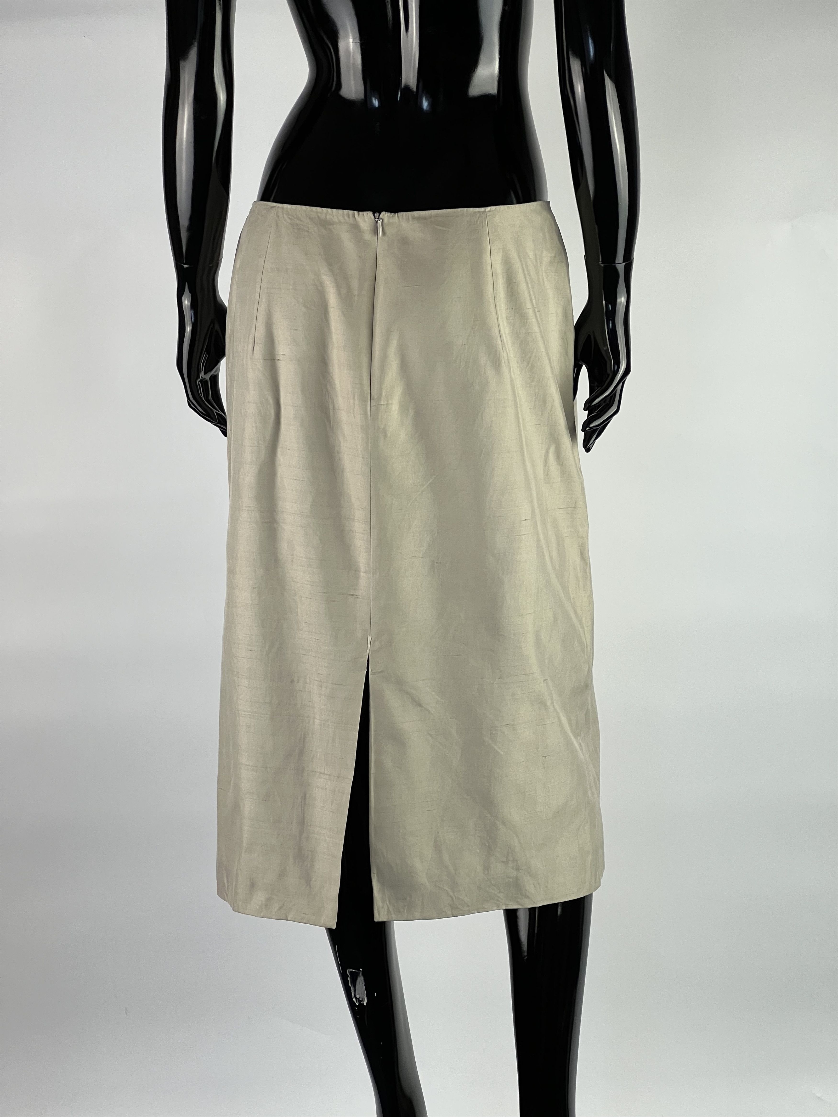 Max Mara Max Mara Cotton Silk Midi Beige Skirt IT46 UK14 US12 Size 34" / US 12 / IT 48 - 2 Thumbnail
