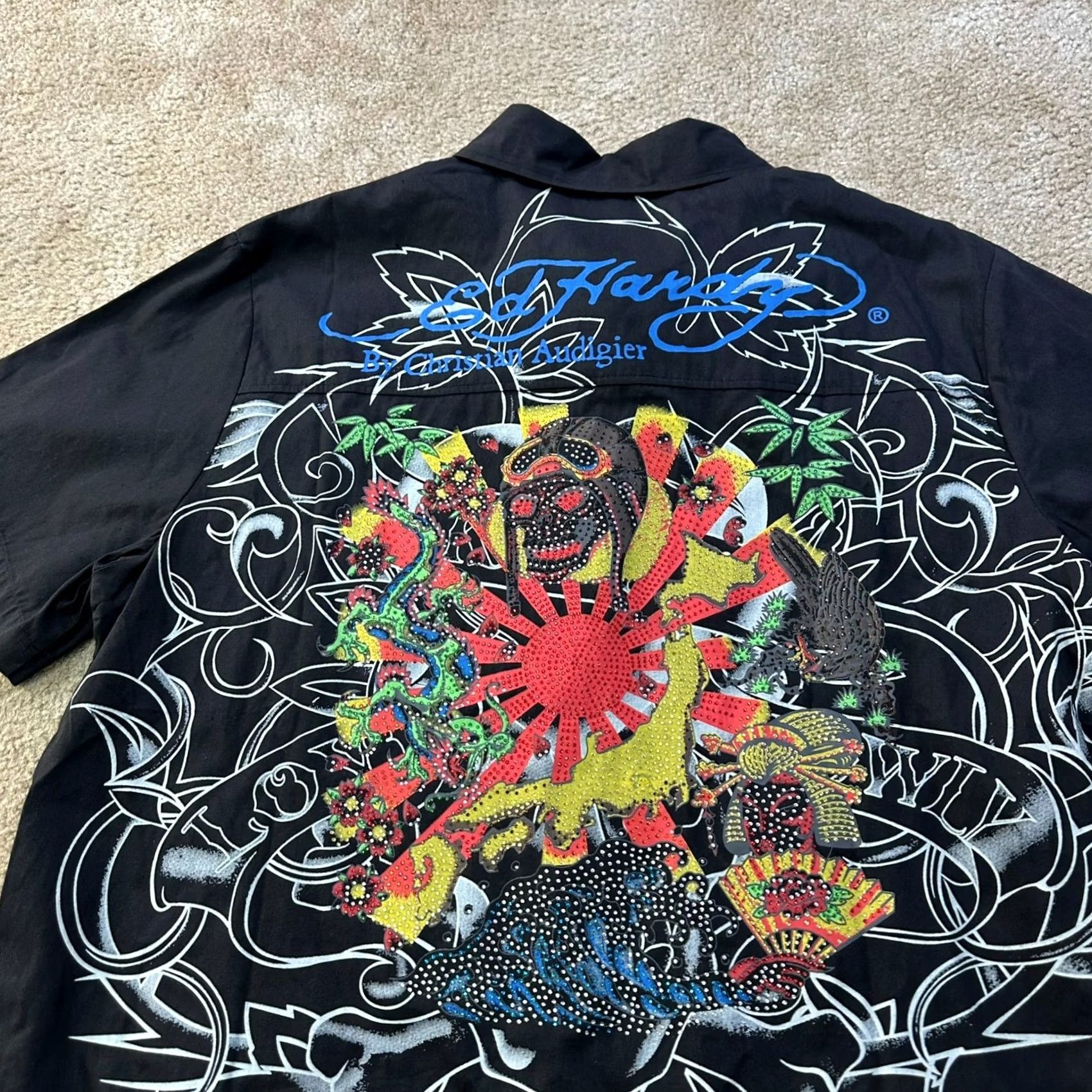 Ed Hardy Ed Hardy Button-Up Mens 2XL Skull Tattoo Dagger Goth Shirt Black Short Sleeve Collared Vintage No Size US L / EU 52-54 / 3 - 6 Thumbnail