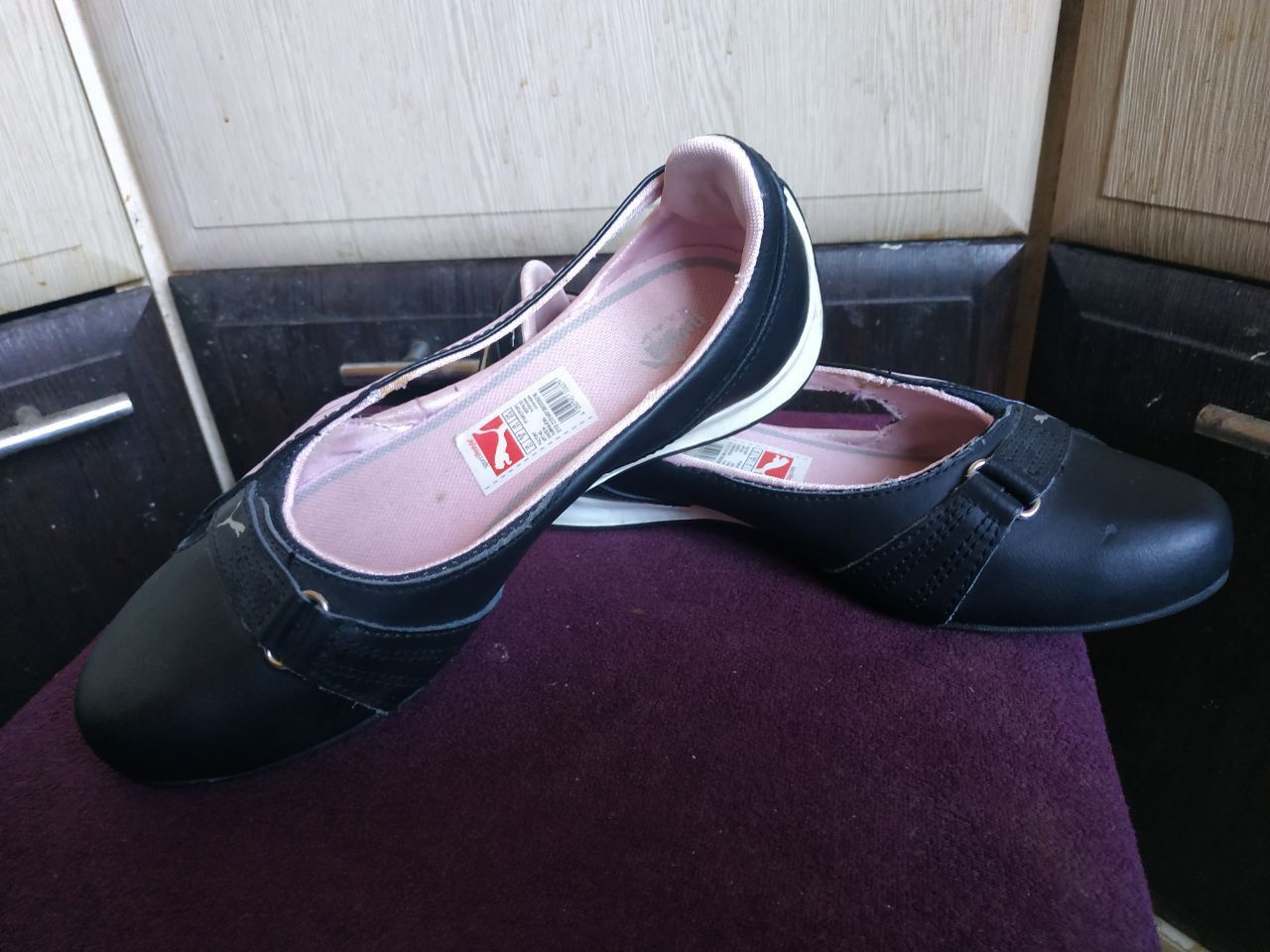 Vintage Puma Espera Patent LeatherBallet Flats Y2K PinkBlack