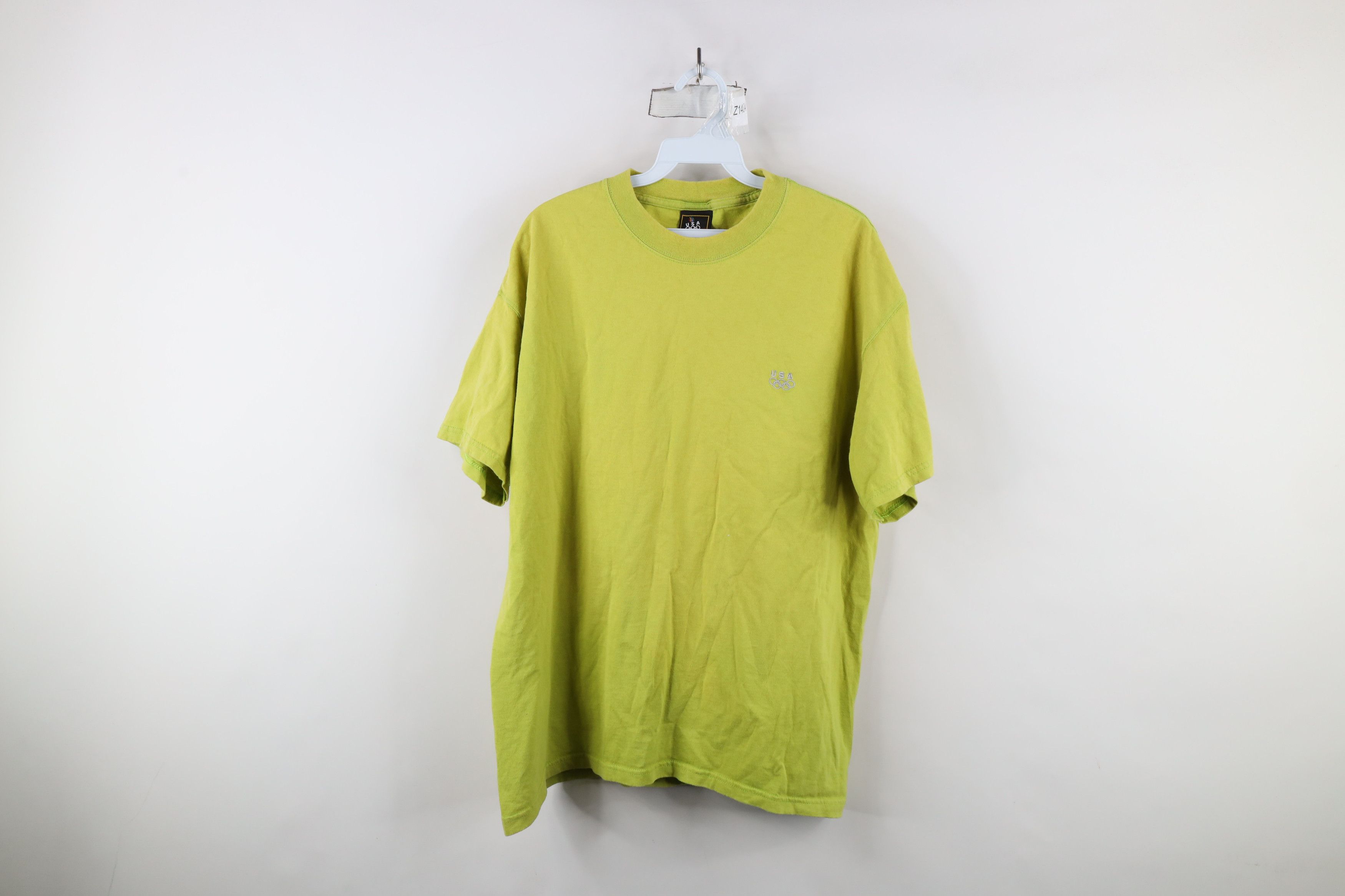 Vintage Vintage 90s USA Olympics Spell Out T-Shirt Lime Green USA Size US L / EU 52-54 / 3 - 1 Thumbnail