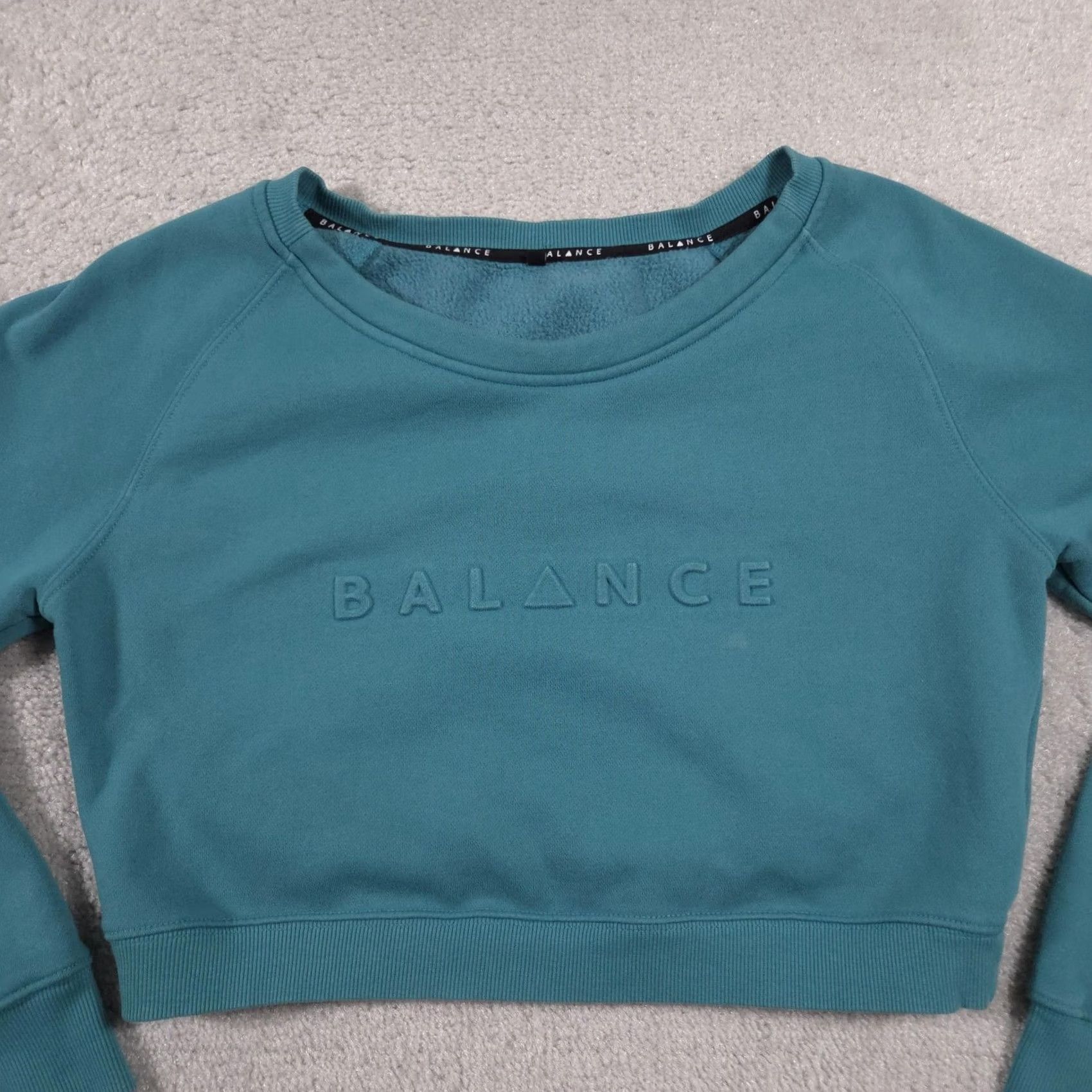 Logo 7 VINTAGE? Balance Athletica Sweatshirt Womens M Teal Cropped Crewneck Embossed Logo Size M / US 6-8 / IT 42-44 - 3 Thumbnail