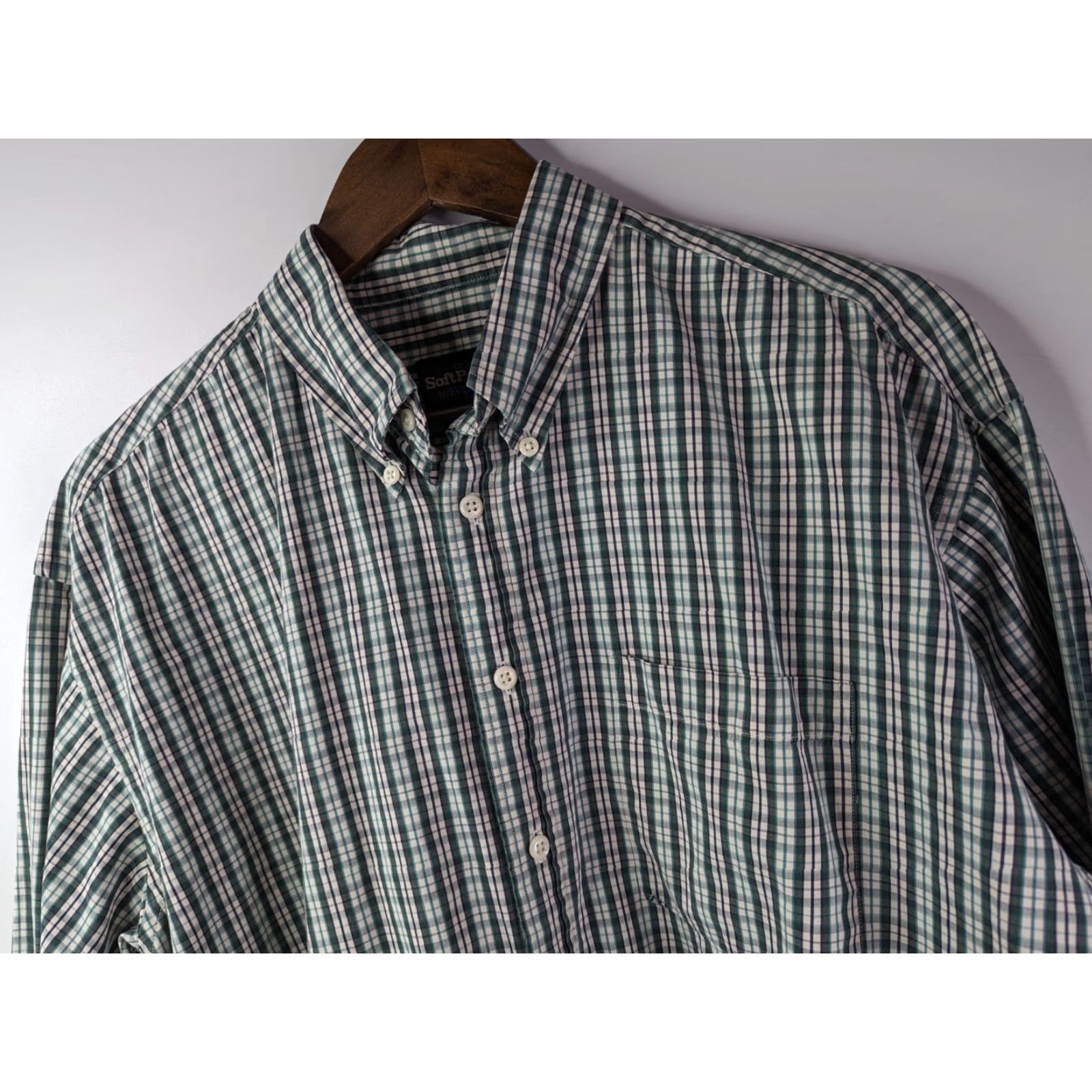Evergreen Evergreen Shirt Button-Down L Green Cotton Soft Poplin Long Sleeve Classic Men's Velvety Size US L / EU 52-54 / 3 - 2 Thumbnail
