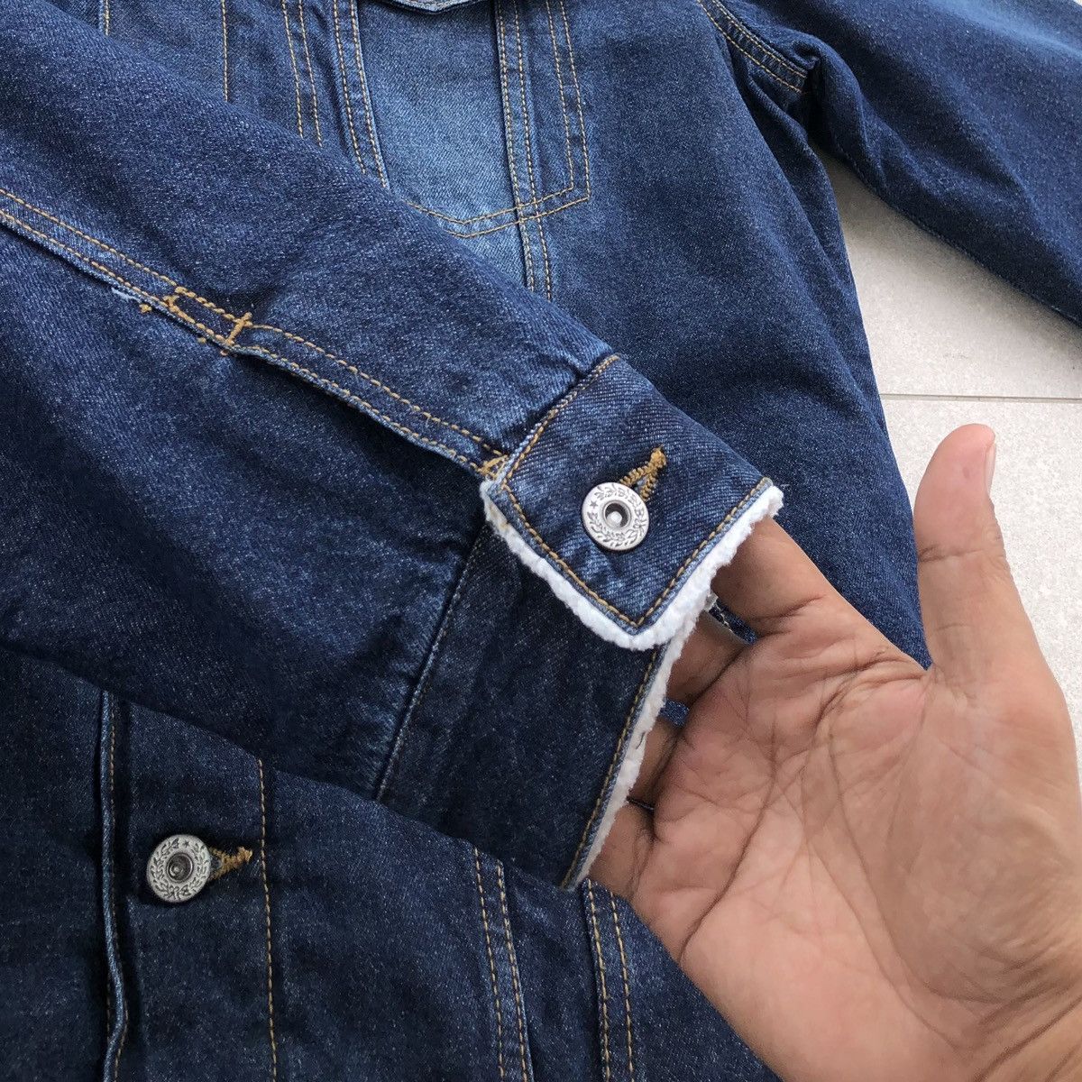 Japanese Brand Nylous Denim Sherpa Trucker Jacket Size US L / EU 52-54 / 3 - 9 Thumbnail