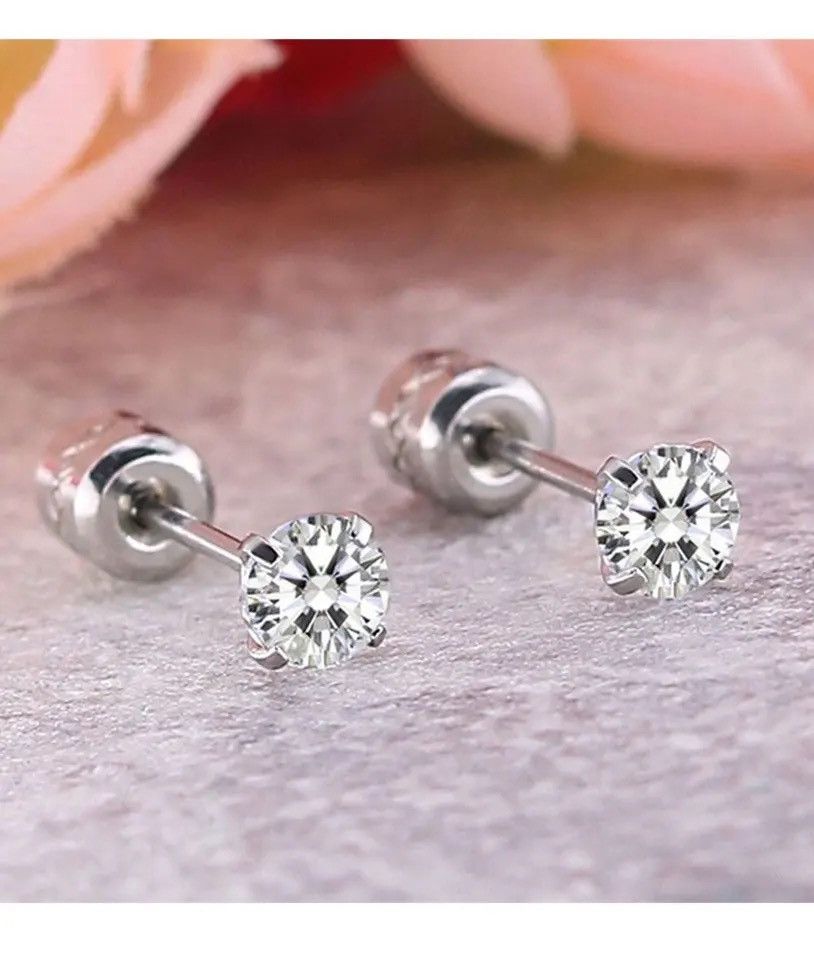 Jewelry Medical Stainless steel Crystal Zircon Ear Studs Earrings Size ONE SIZE - 2 Thumbnail