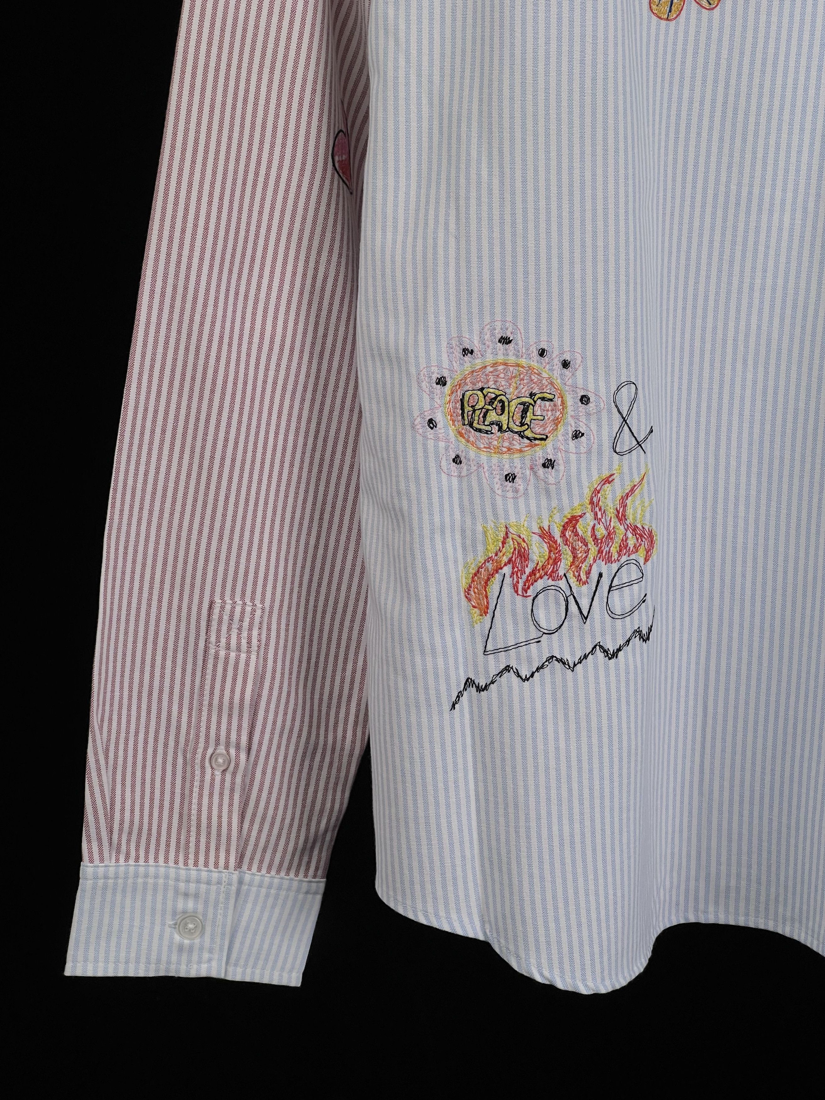 Teddy Fresh Brand New Doodle Pinstripe Shirt Embroidery Hila Klein Size US M / EU 48-50 / 2 - 9 Thumbnail