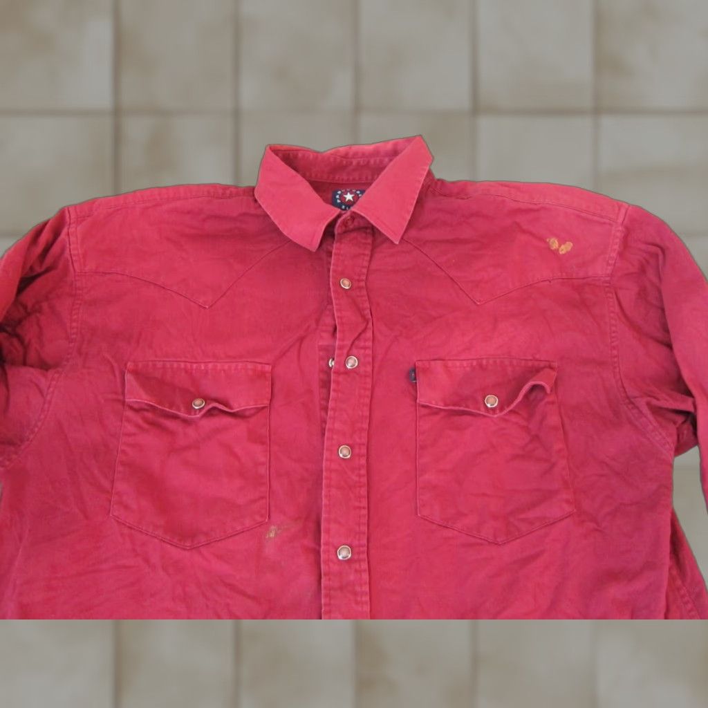 Vintage VINTAGE Panhandle Slim Shirt Panhandle Slim Shirt Adult Large Red Canvas Cowboy Rodeo Western Snap Mens Size US L / EU 52-54 / 3 - 1 Thumbnail