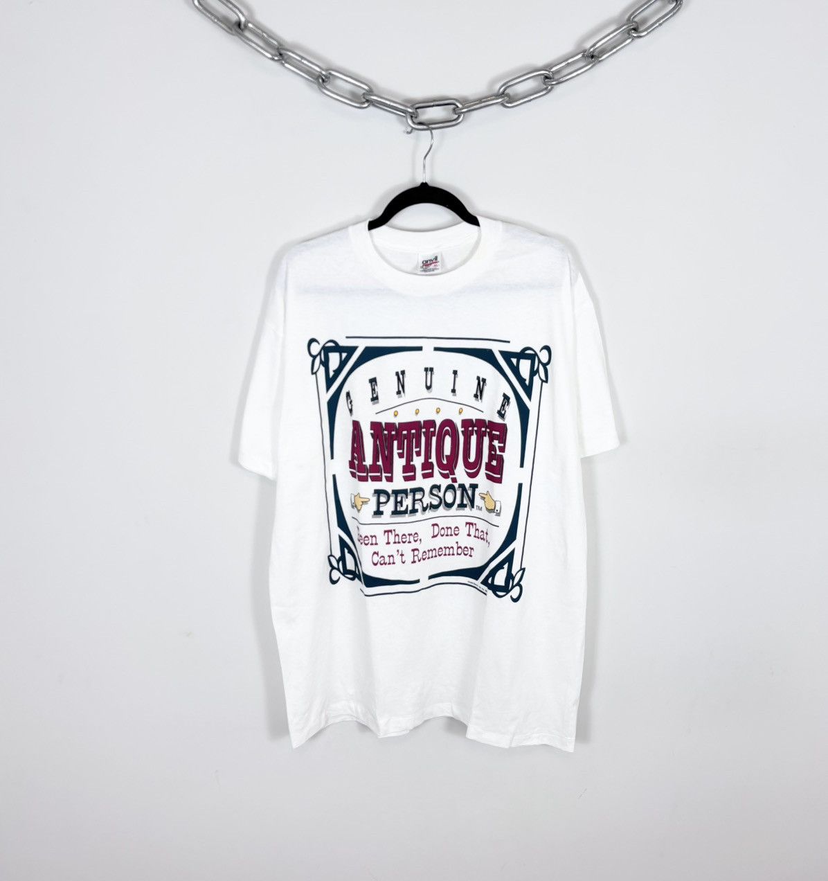 Anvil Vintage 1993 Genuine Antique Person White Single Stitch Tee Size US XL / EU 56 / 4 - 1 Thumbnail