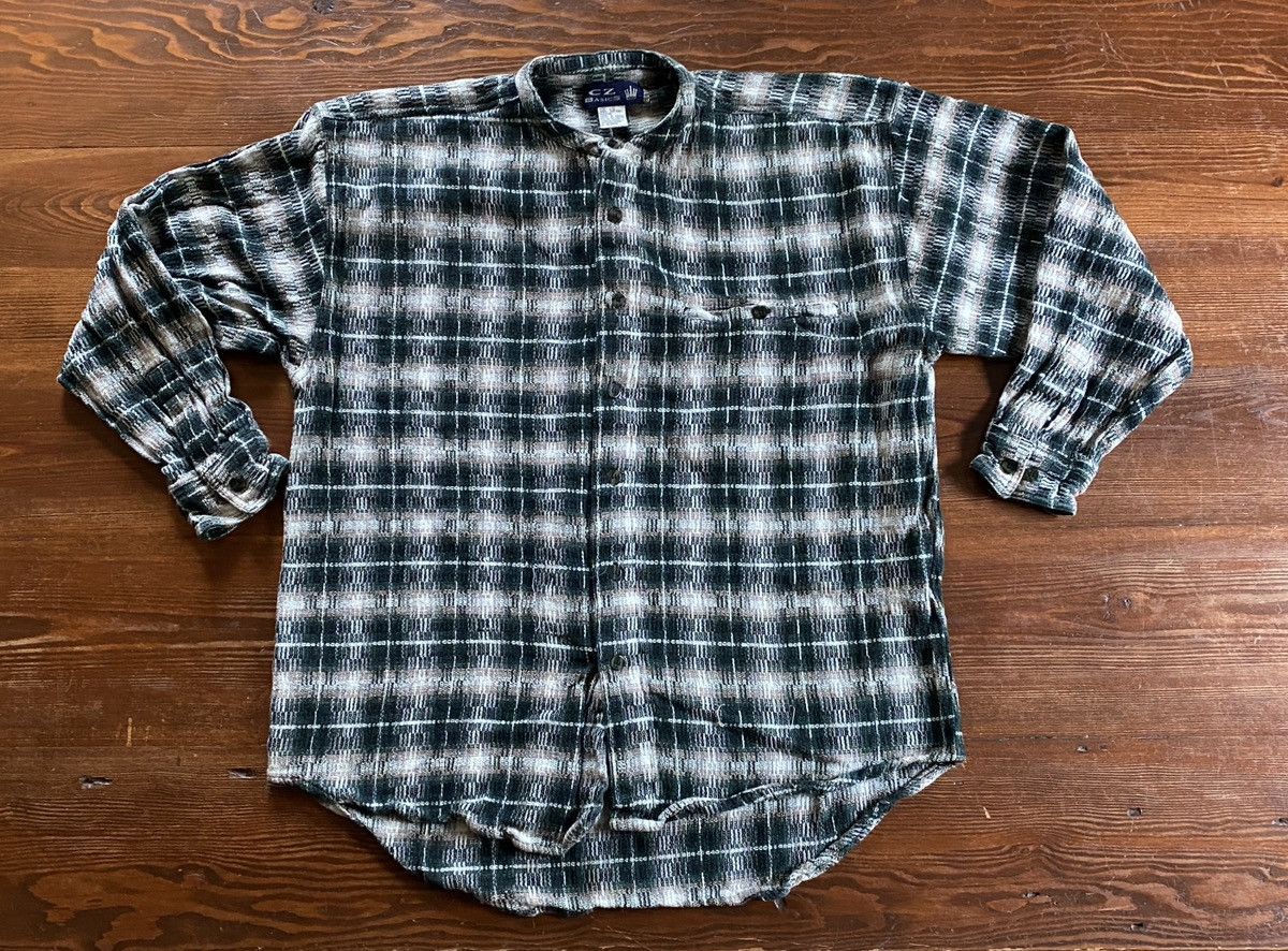Vintage Vintage 90’s CZ Basics Standing Collar Woven Plaid Button Up Size US L / EU 52-54 / 3 - 2 Thumbnail