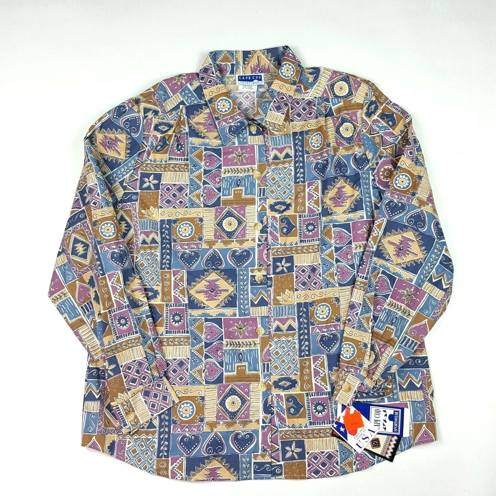 Vintage VINTAGE Cape Cod Shirt Womens 18W 38 Long Sleeve Heart Golf Print Casual Shirt Top Size XS / US 0-2 / IT 36-38 - 2 Thumbnail