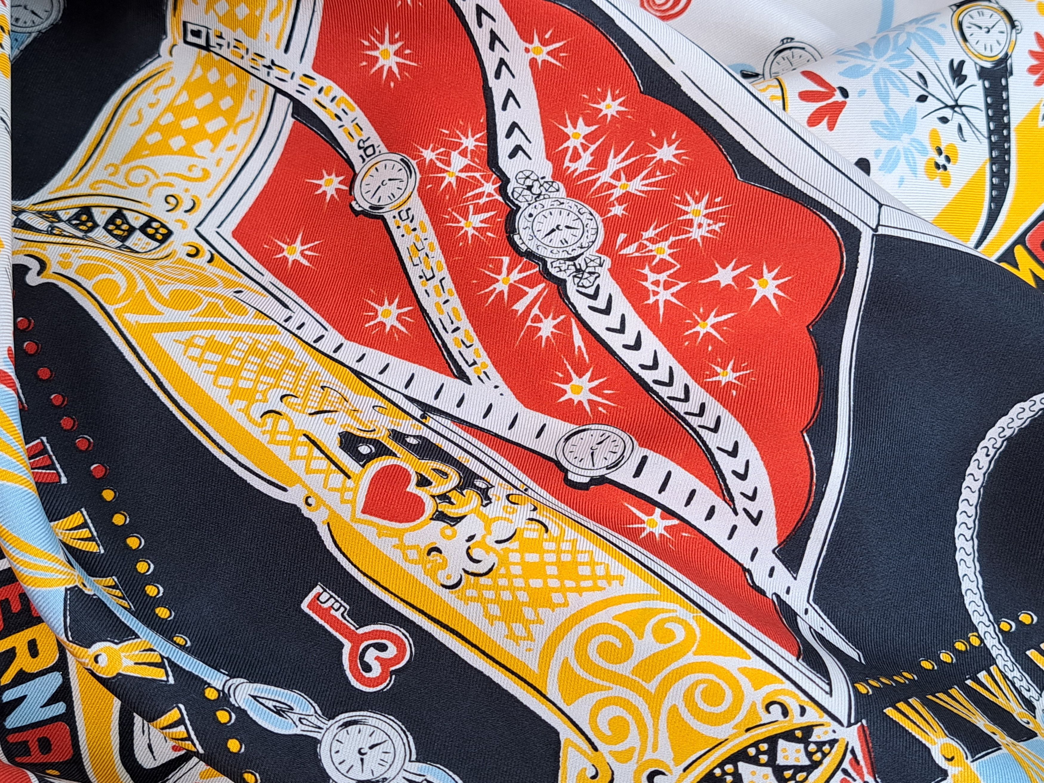 Designer × Vintage ETERNA MATIC vintage clock pattern silk scarf. Size ONE SIZE - 14 Thumbnail