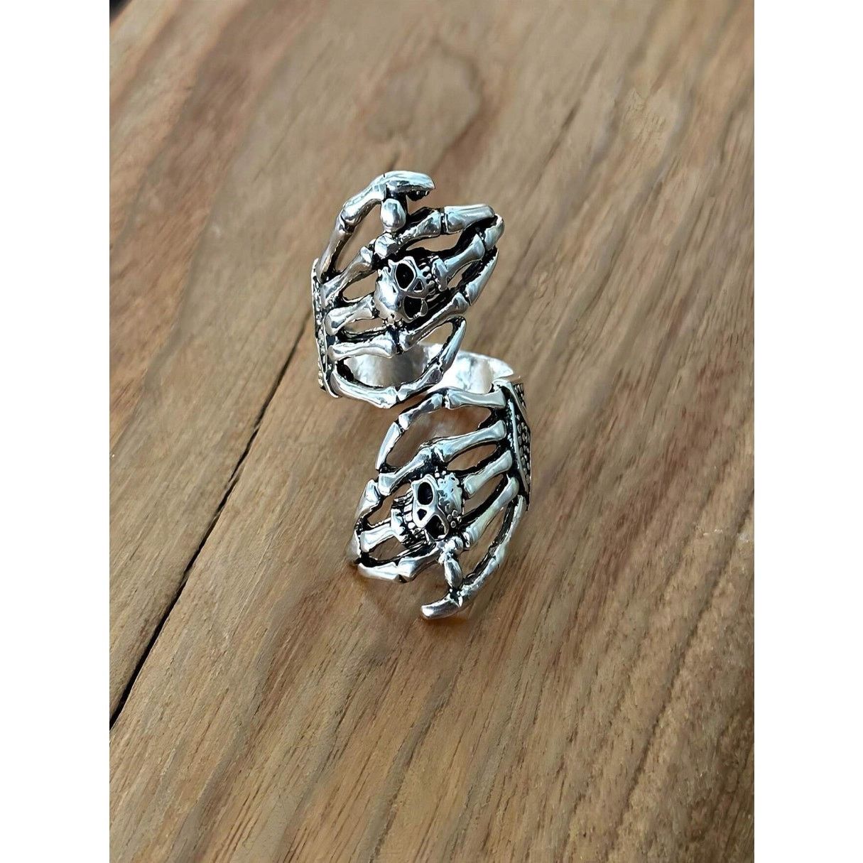 Other Gothic Skeleton Hand Skull Ring – Adjustable Punk Rock Size ONE SIZE - 3 Thumbnail
