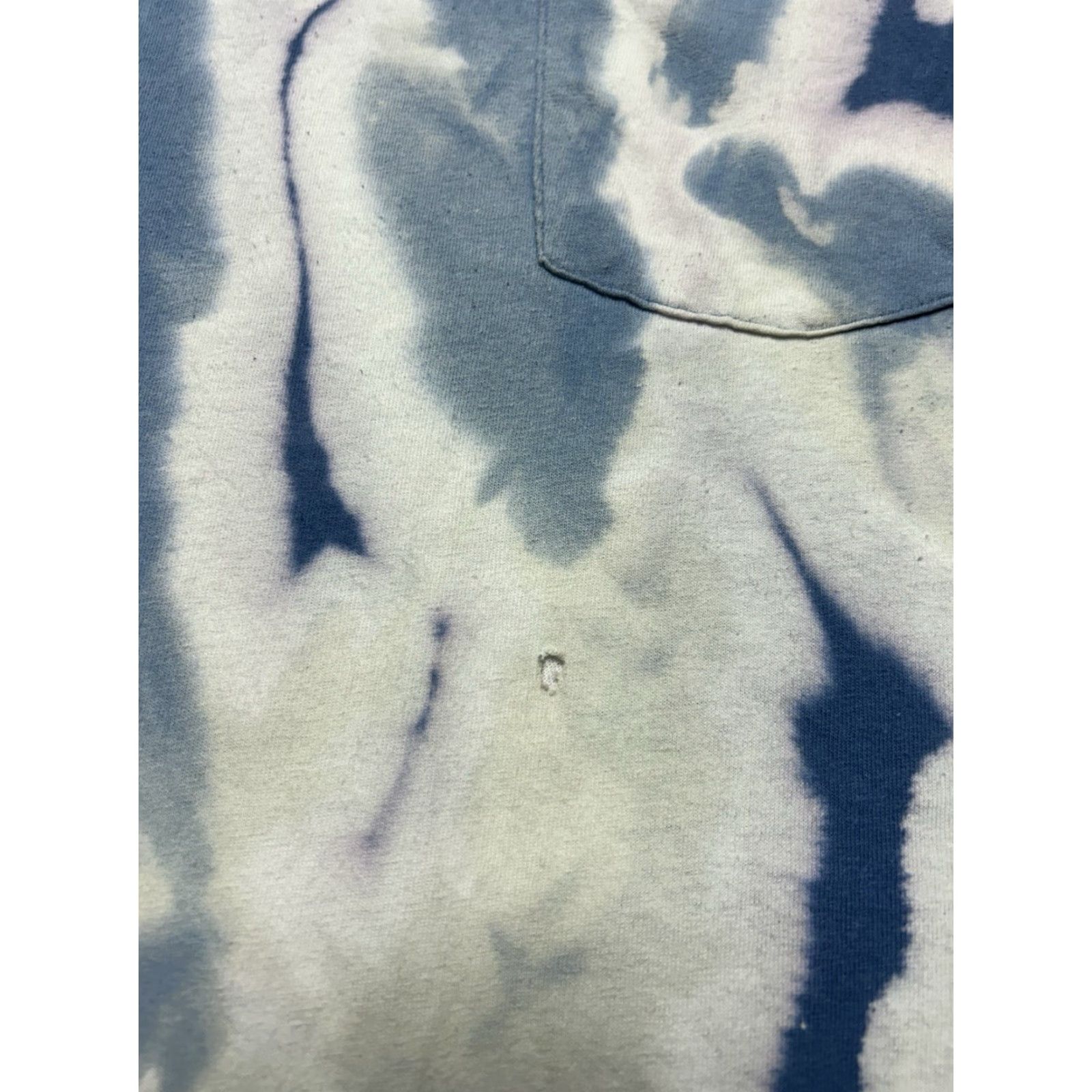 Hanes Hanes Pocket T Shirt Bleach Tie Dye Blue White Hippie Cotton Distressed XL Men Regular Pockets Size US XL / EU 56 / 4 - 4 Thumbnail