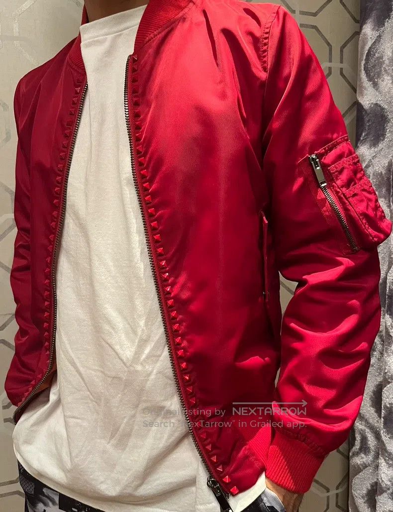 Valentino Valentino Red studded classic bomber jacket Size US XS / EU 42 / 0 - 9 Thumbnail