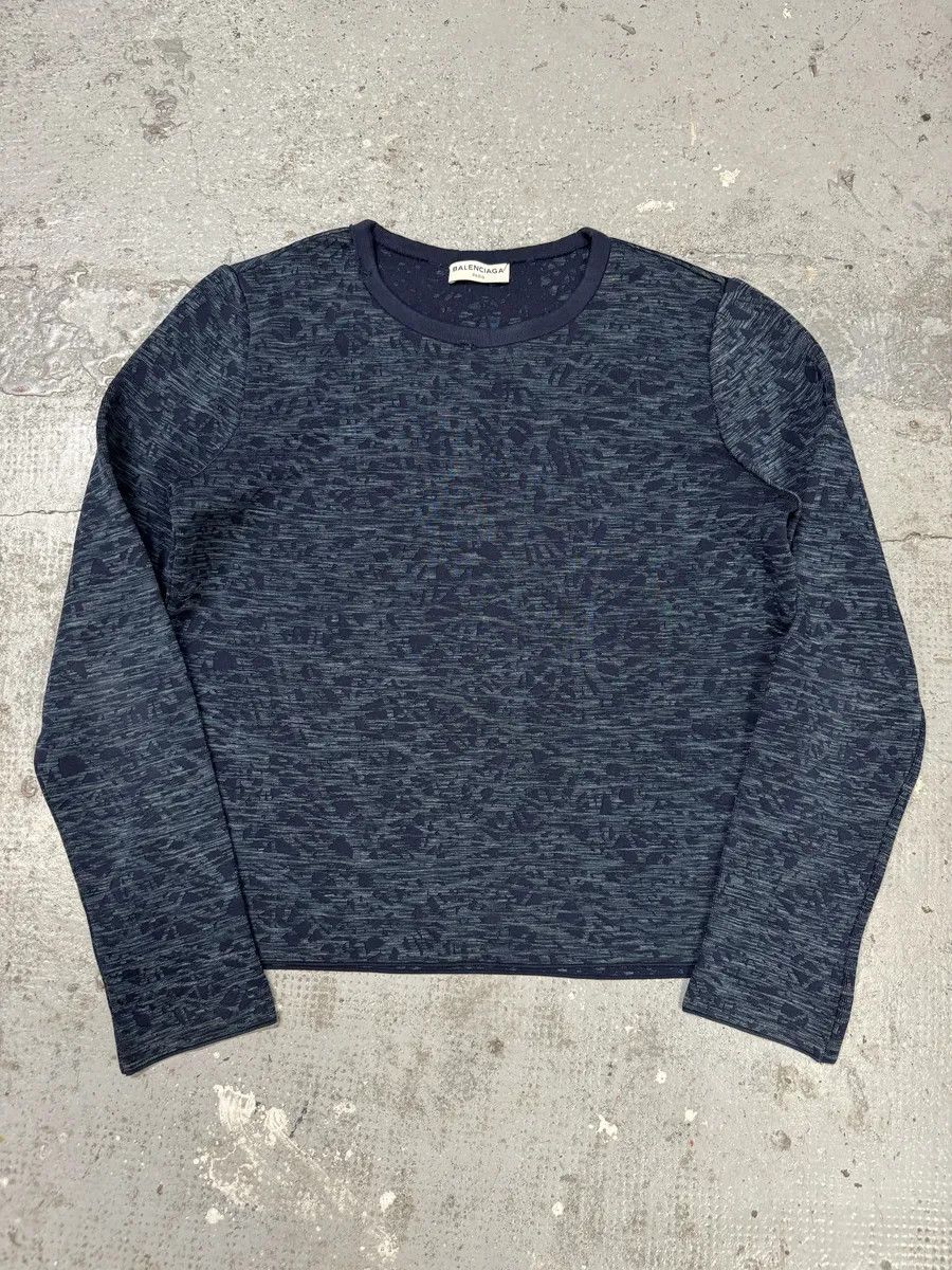 Balenciaga SS2013 Balenciaga Navy Textured Sweater by Nicolas Ghesquiere Size US XS / EU 42 / 0 - 3 Thumbnail
