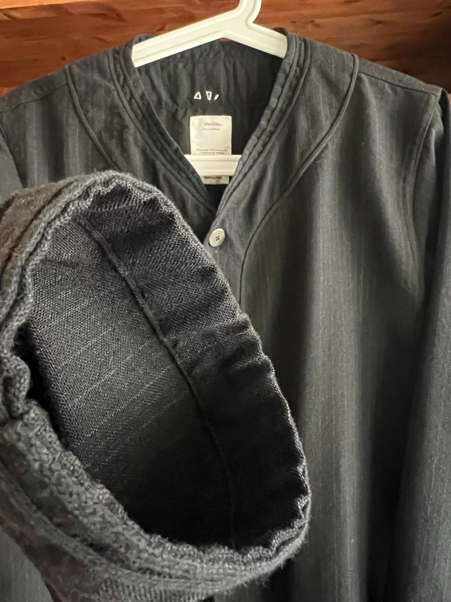 Vintage Visvim 18aw Dugout Shirt Stripe Wool Blend Black Size US L / EU 52-54 / 3 - 4 Thumbnail