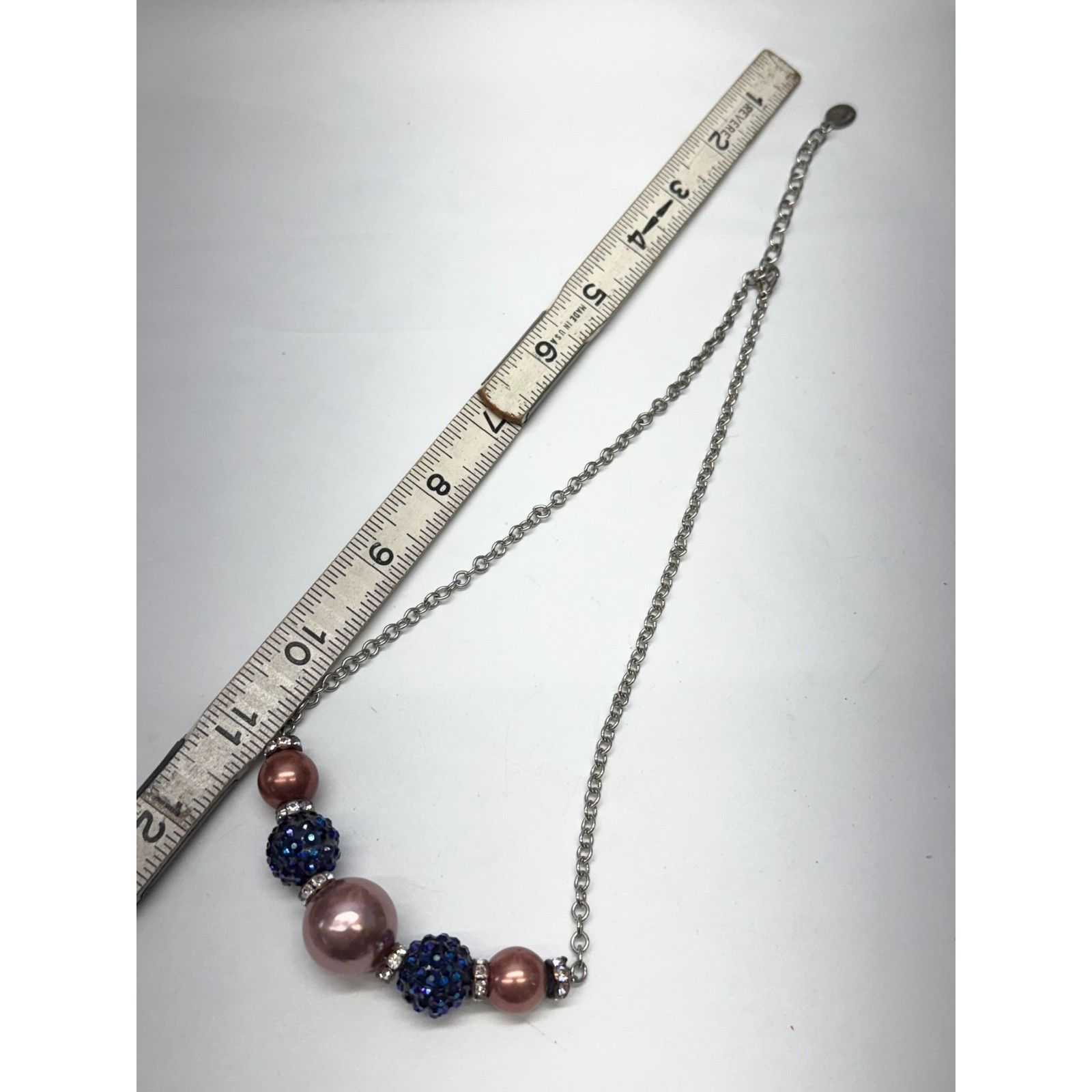 Vintage Rhinestone pink pearl collar chain necklace Size ONE SIZE - 4 Thumbnail