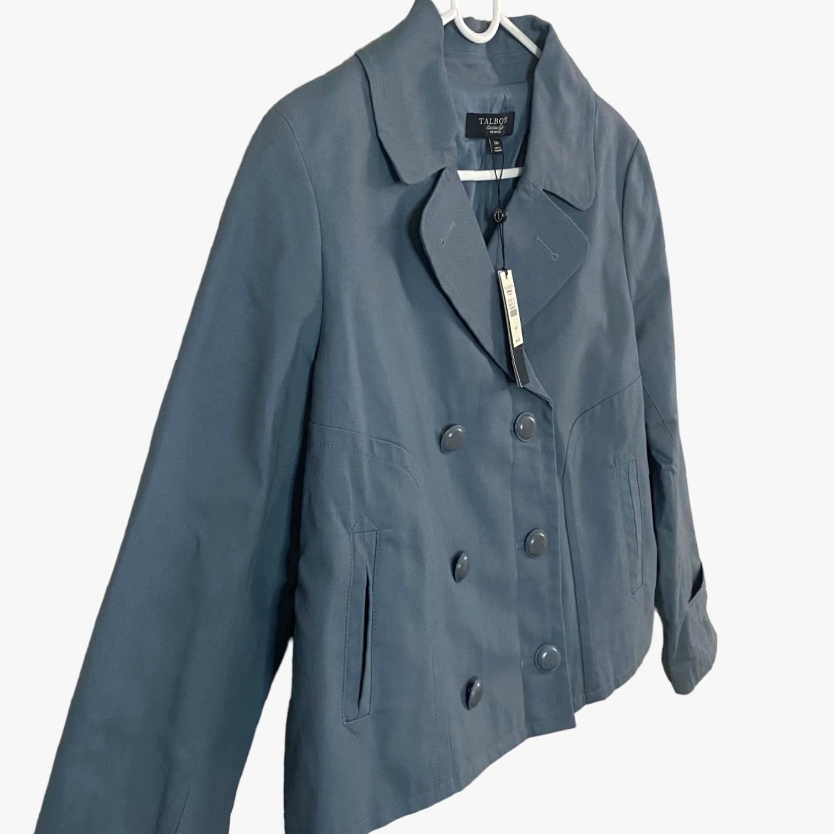 Talbots Talbots Jackie Fit Blazer Women 14P Blue Long Sleeve Petites Cotton Blend Lined Pockets Button-Front Size XL / US 12-14 / IT 48-50 - 3 Thumbnail