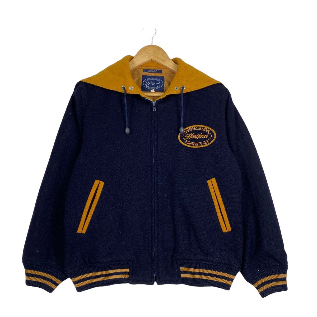 image of Hartford x Vintage Hardford Varsity Vintage Wool Jacket in Navy, Men's (Size Medium)