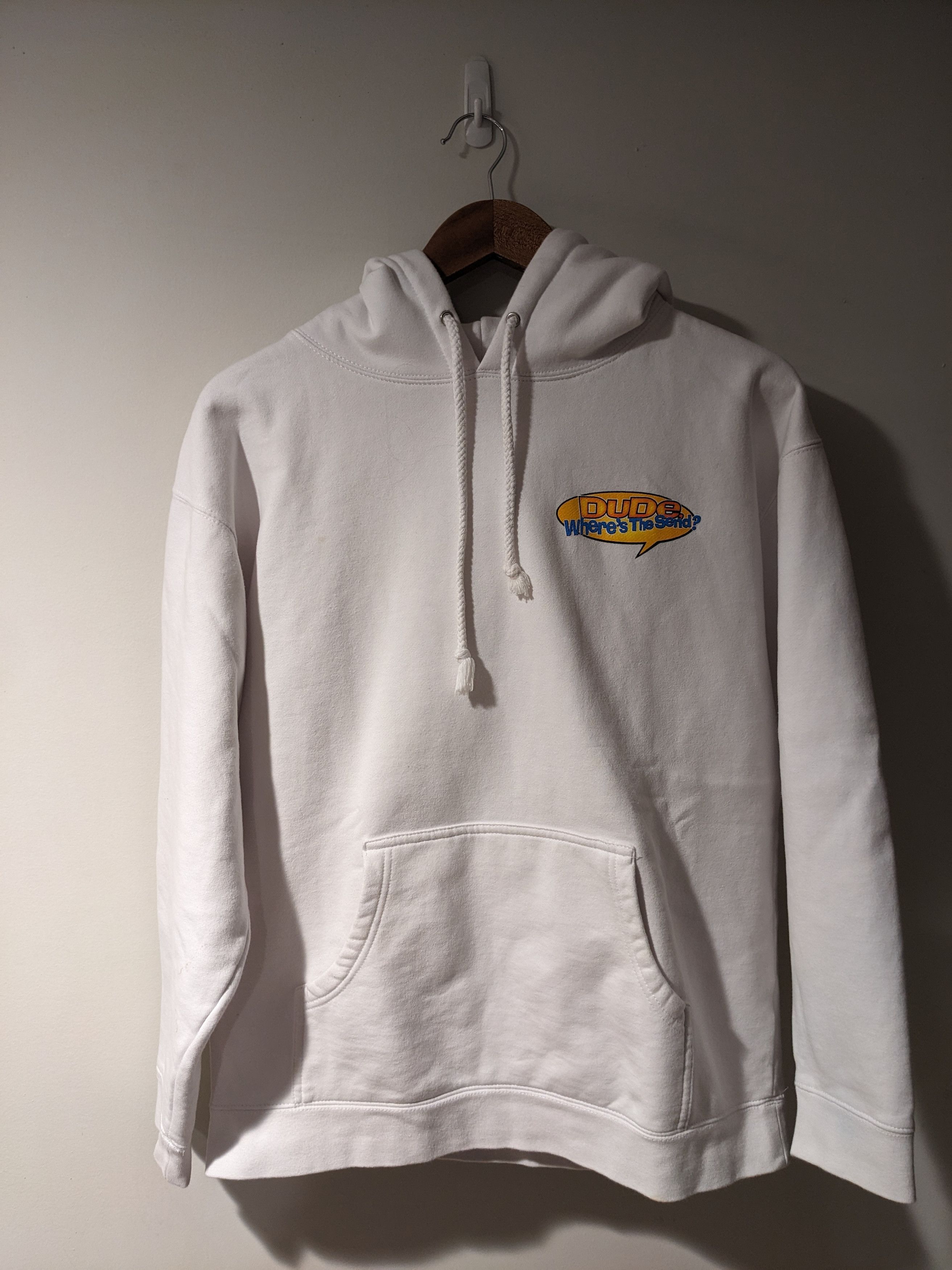 Full Send × Zumiez Dude Where is the Send Movie Spoof White Large Hoodie Size US L / EU 52-54 / 3 - 6 Thumbnail
