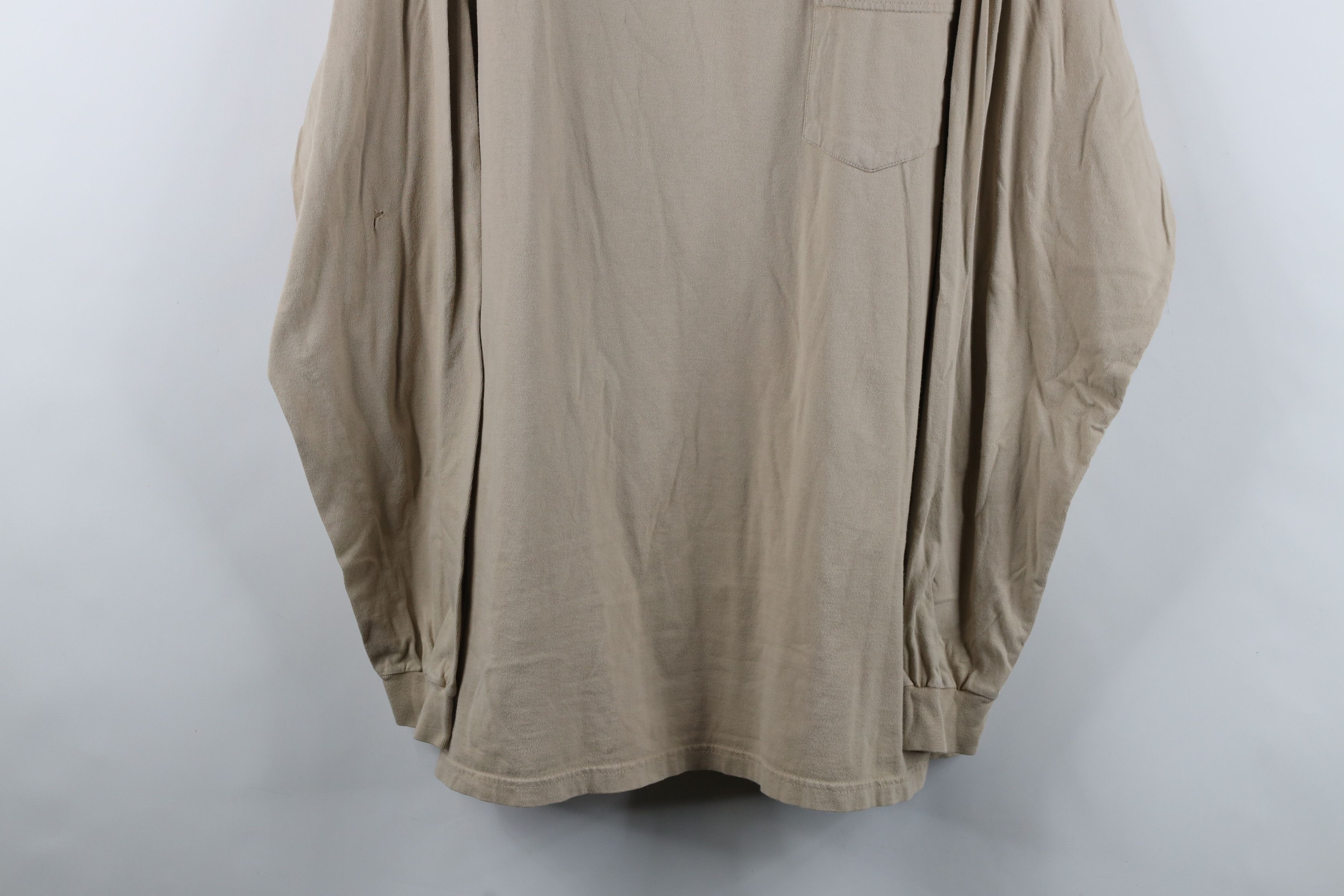 Vintage Vintage 90s Streetwear Long Sleeve T-Shirt Beige Cotton Size US XXL / EU 58 / 5 - 3 Thumbnail