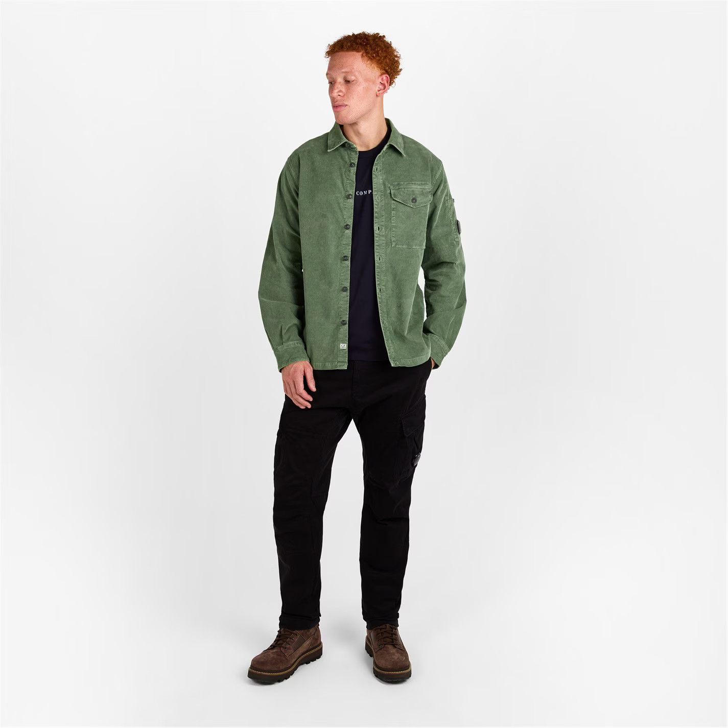C.P. Company o1g2r1mq0426 Lens Cord Long Sleeve Plain Shirt in Green Size US S / EU 44-46 / 1 - 6 Thumbnail