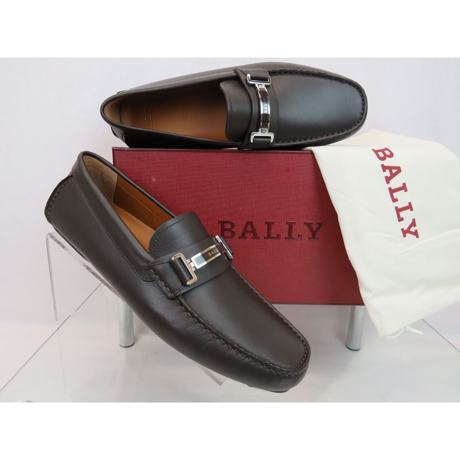 Bally BALLY DRULIO BROWN LEATHER METAL LOGO DRIVING LOAFERS 11 D Size US 11 / EU 44 - 3 Thumbnail