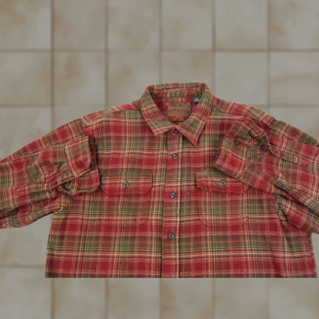 Orvis Orvis Shirt XL Red Plaid Flannel Button-Up Long Sleeve Regular Fit Mens XL Size US XL / EU 56 / 4 - 1 Thumbnail