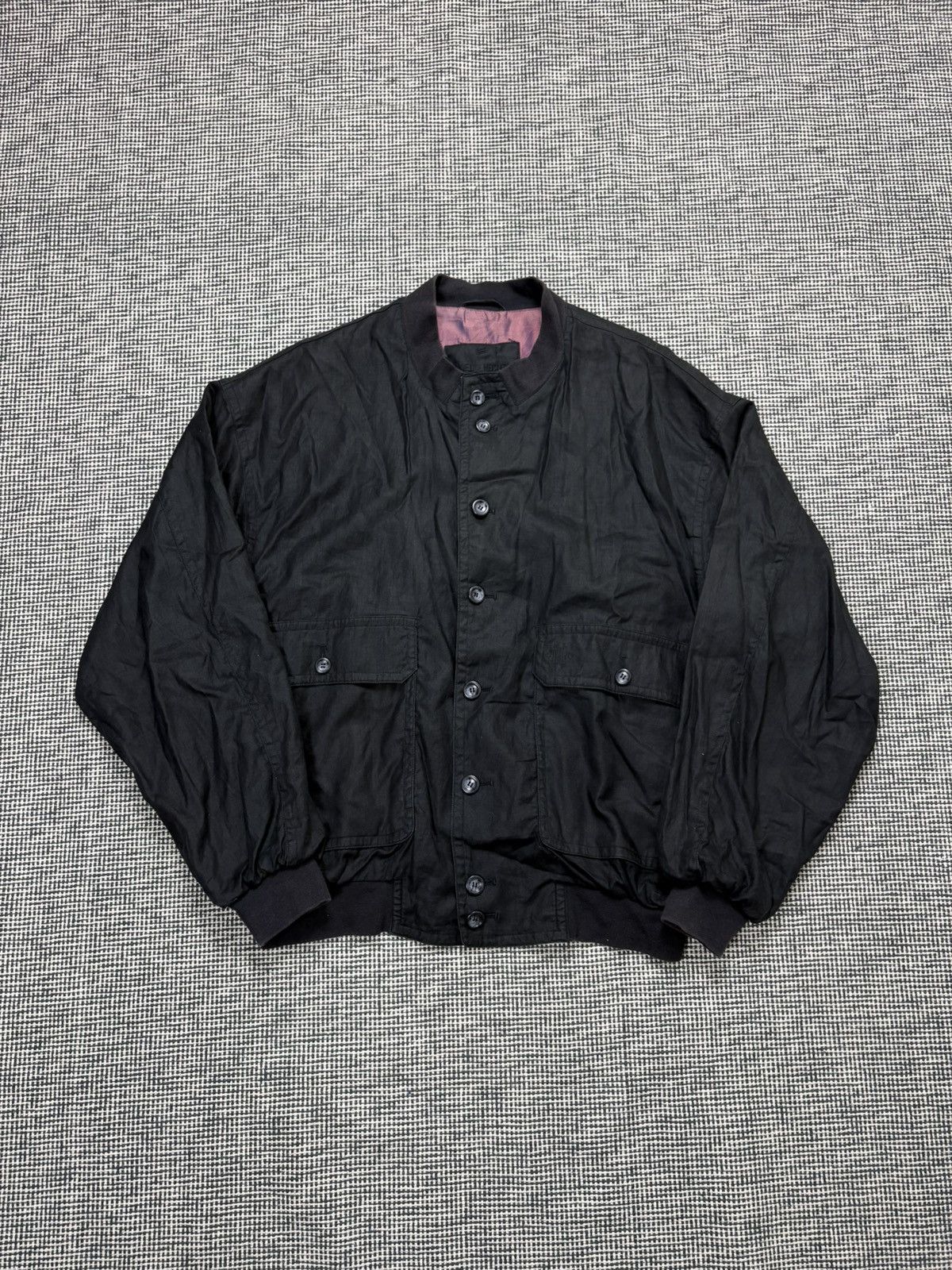 Other 100% linen black satin bomber jacket Daniel Hechter archive Size US L / EU 52-54 / 3 - 1 Thumbnail