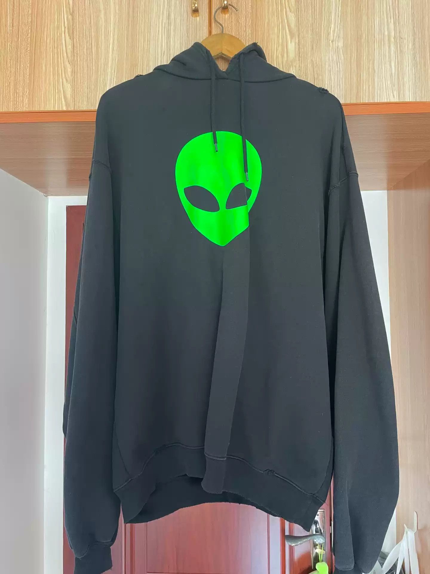image of Balenciaga Alien Hoodie in Black, Men's (Size XS)