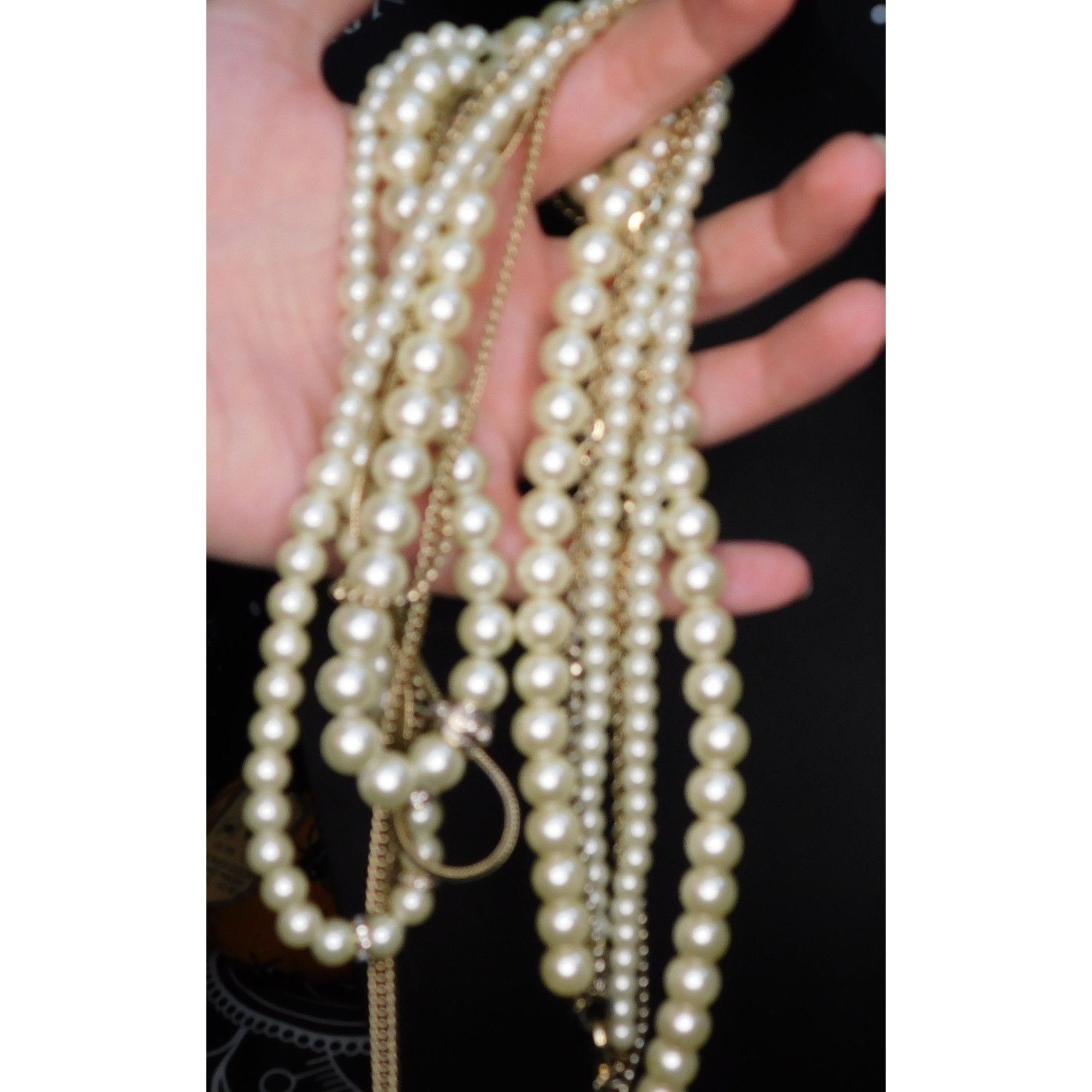 Other Multilayer Hollywood Glam Faux Pearl And Gold Tone Chain Nec Size ONE SIZE - 4 Thumbnail