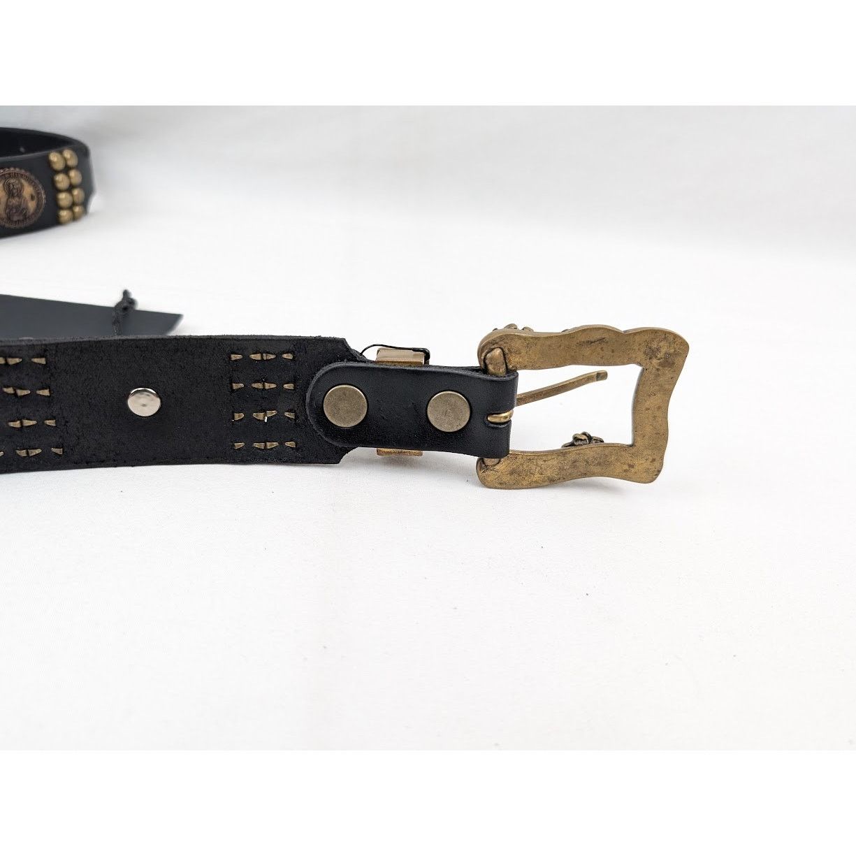 Enfants Riches Deprimes o1rshd1 Size: 90 / Antique Brass Jesus Coin Belt Black/Brass Size 36 - 9 Thumbnail