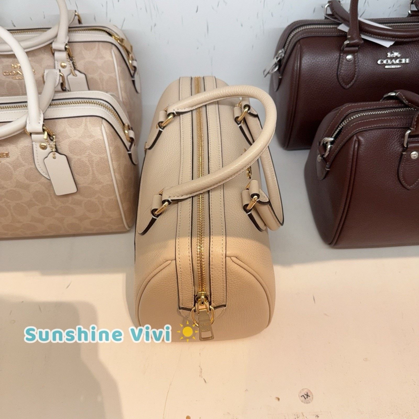 Coach NWT Coach Rowan Satchel CV962 Pebbled Leather Ivory Size ONE SIZE - 4 Thumbnail